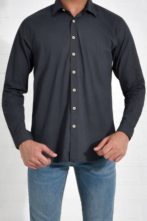 Black Patterned Cotton Shirt