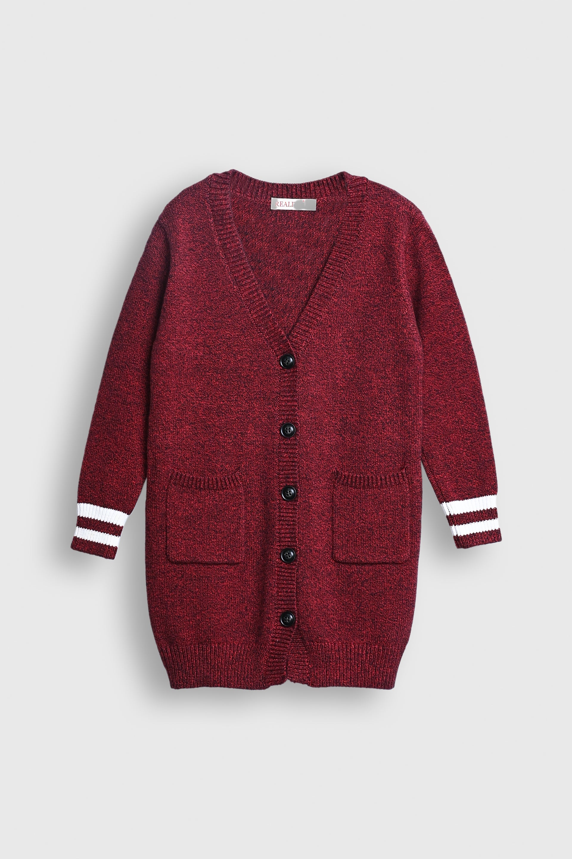 Crimson Varsity Knit Cardigan Reality