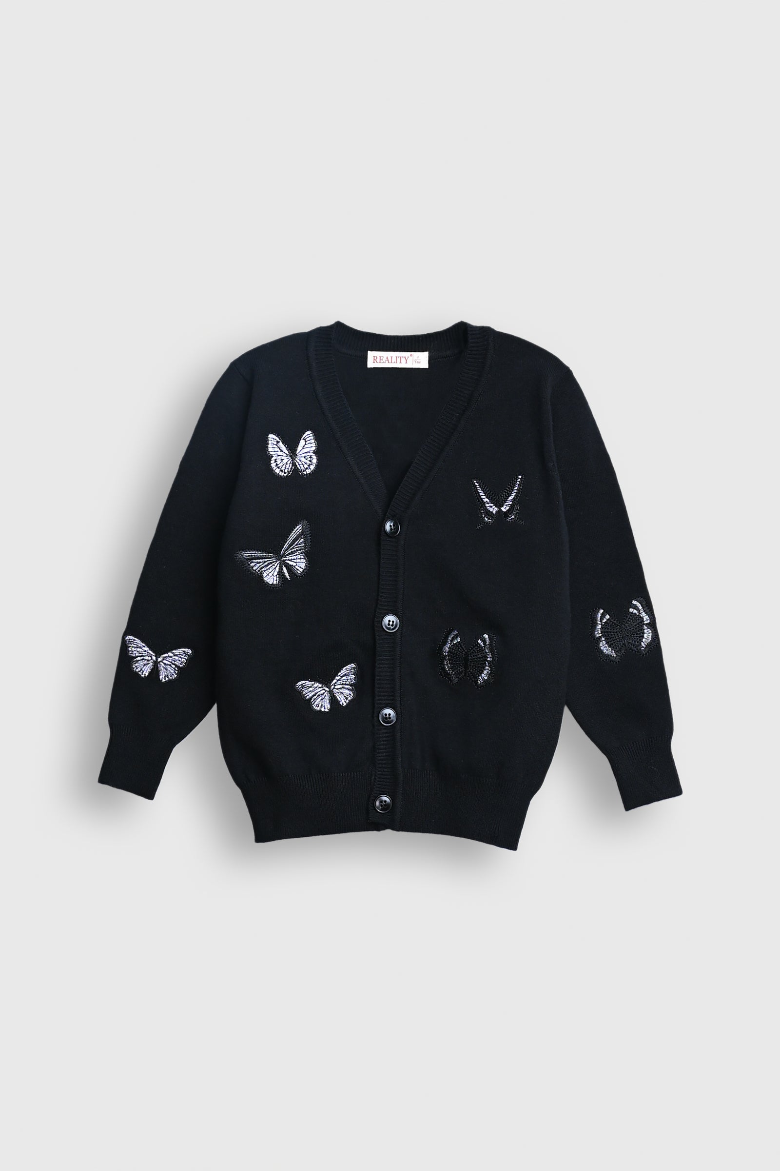 Midnight Flutter Button-Up Cardigan Reality