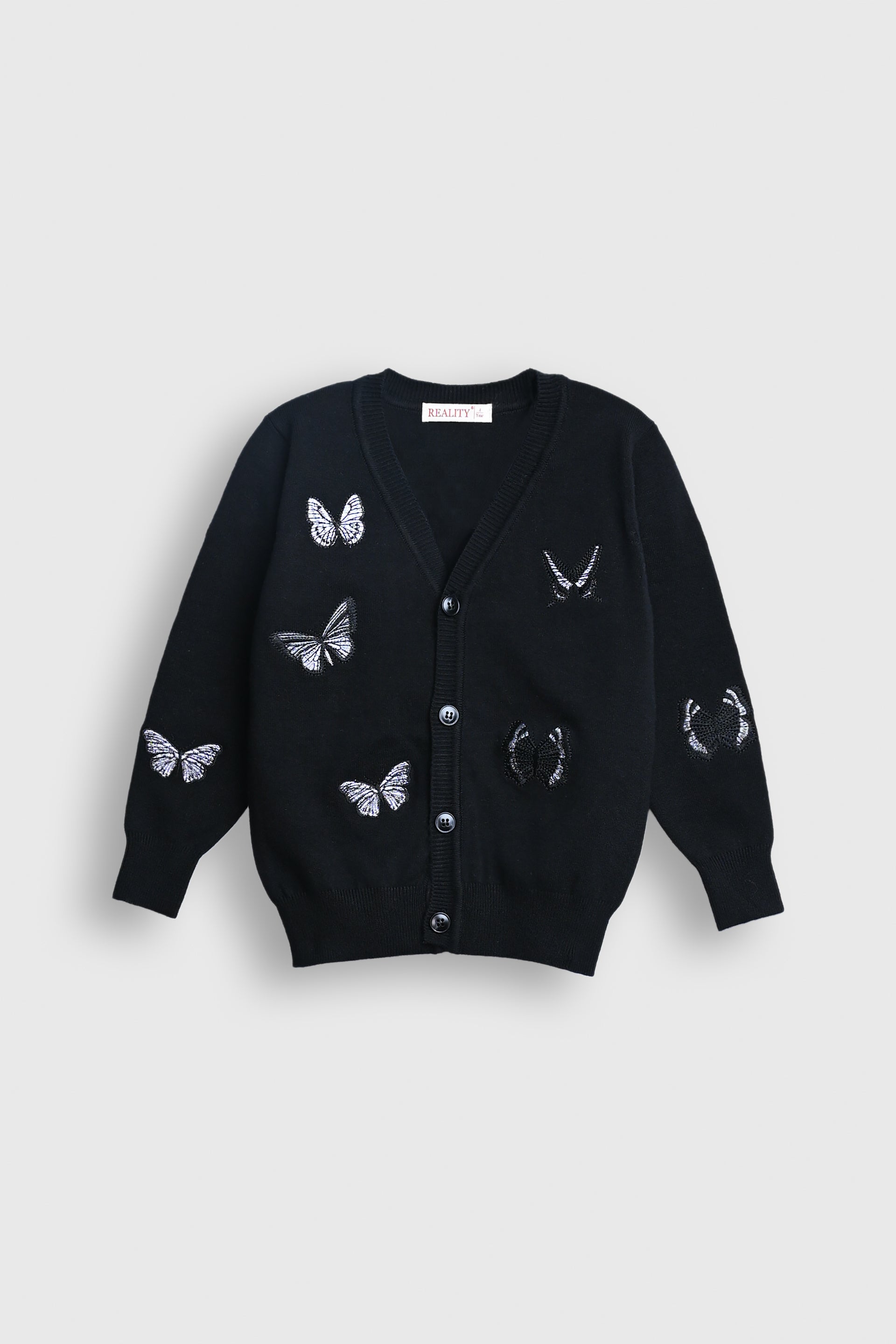 Midnight Flutter Button-Up Cardigan Reality