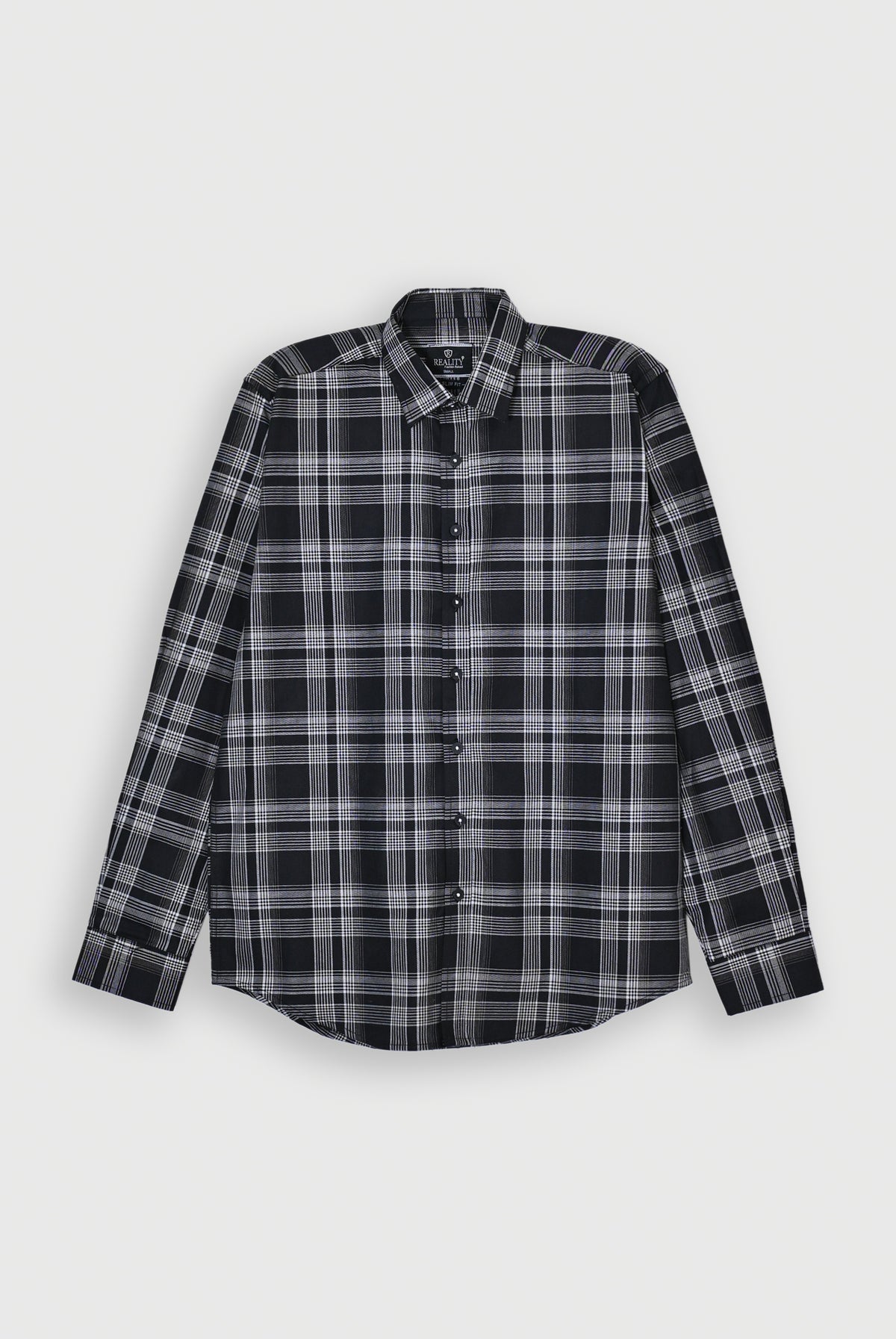 MEN PLEATED CASUAL BLACK SHIRT Reality