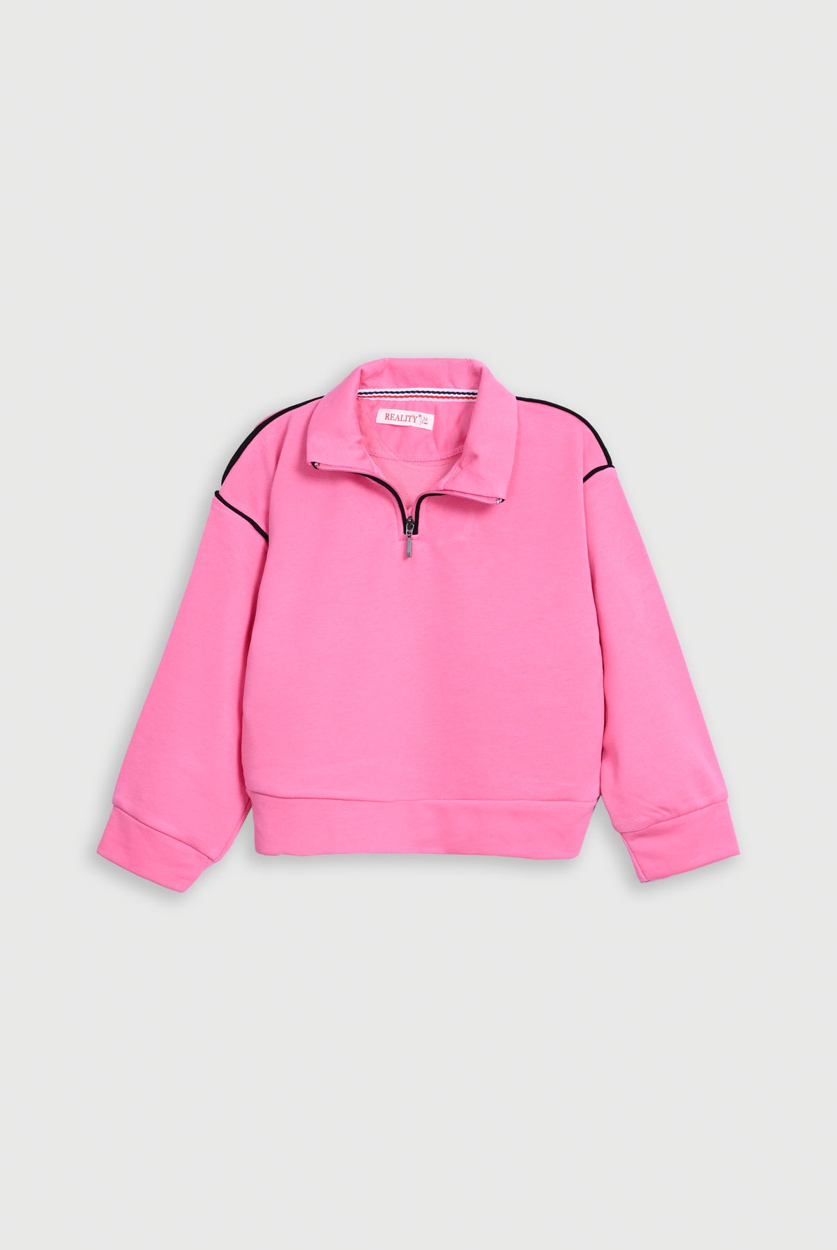 GIRL PINK HALF ZIPPER MOCK NECK REALITY