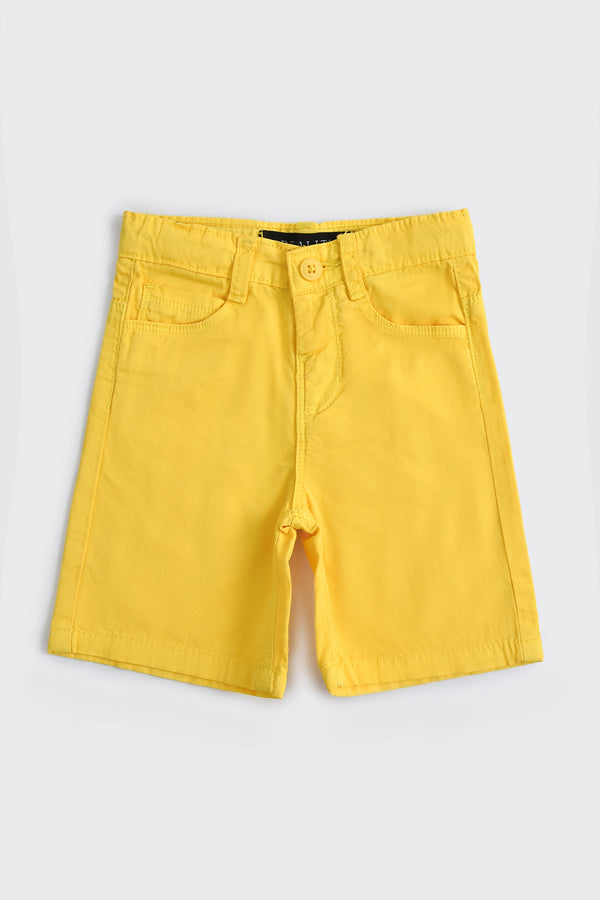 Solid Yellow Cotton Shorts