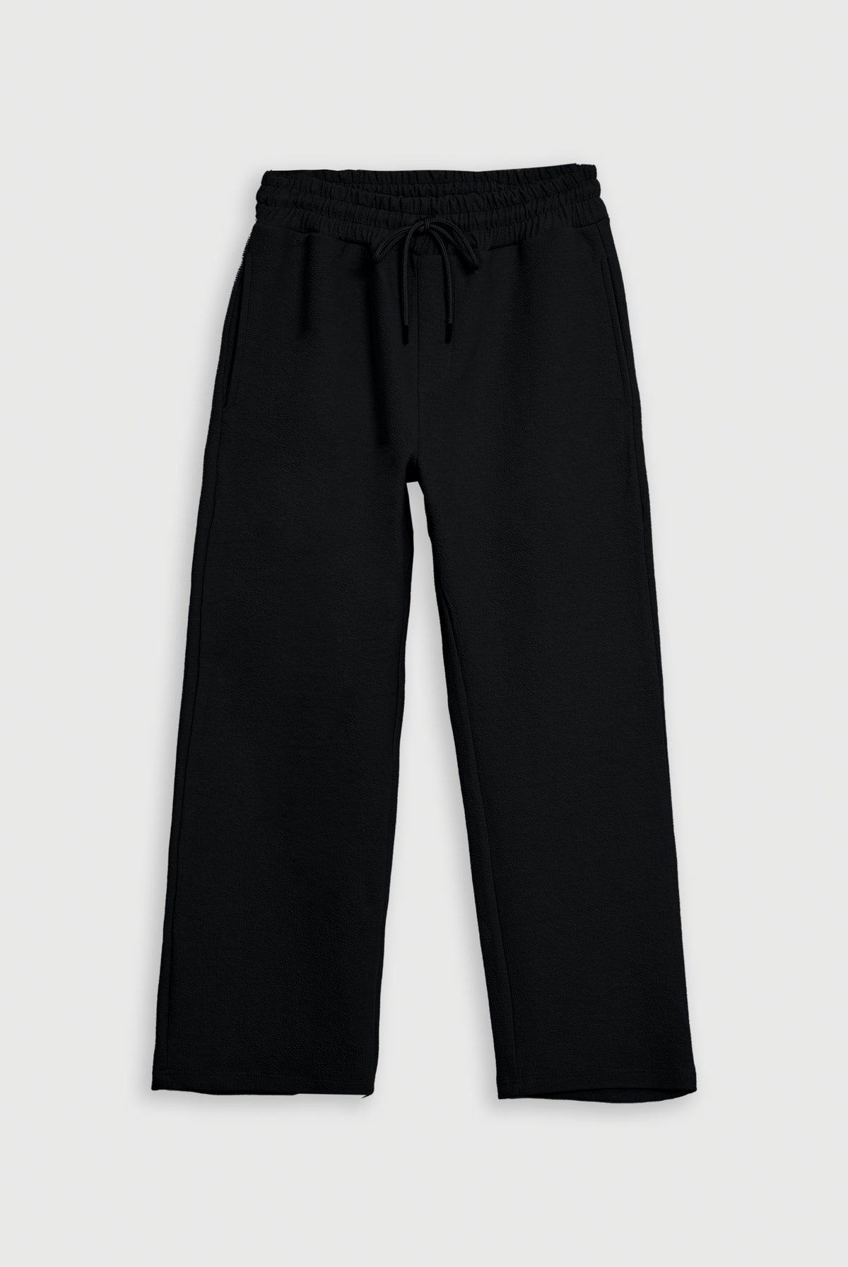 MEN TEXTURED FLEECE BLACK TROUSER Reality