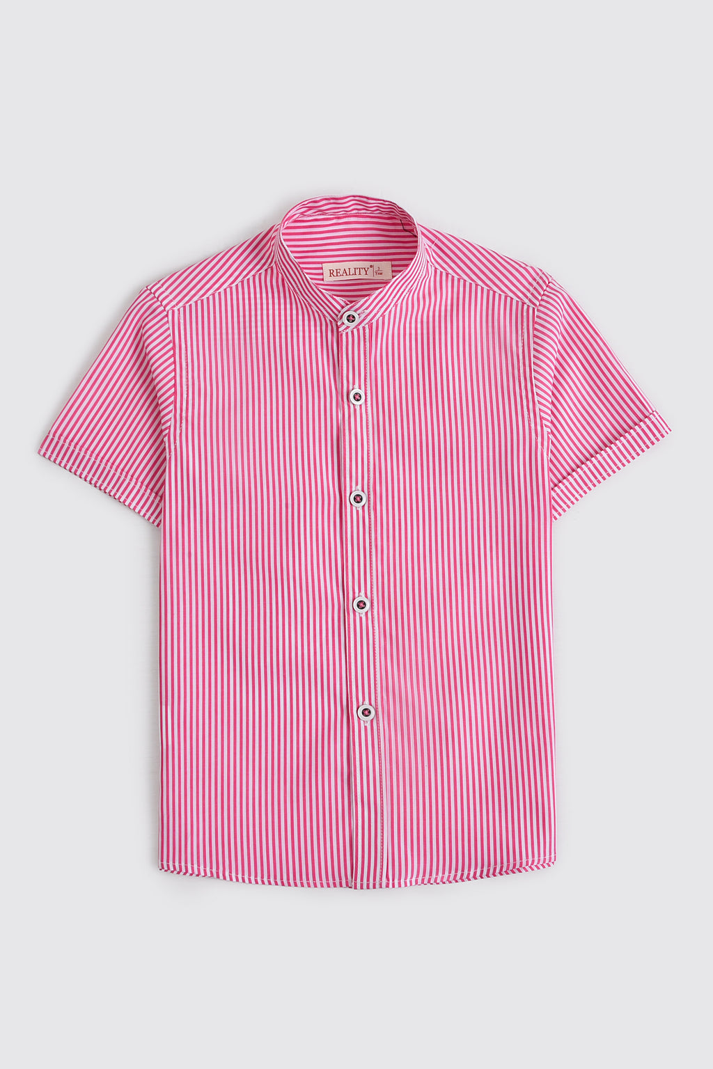 Striped Print Casual Shirt Pink Reality