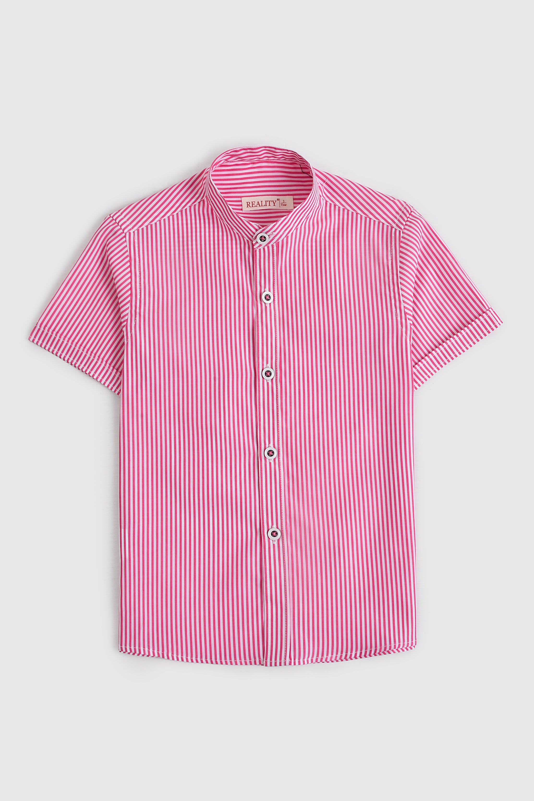 Striped Print Casual Shirt Pink Reality