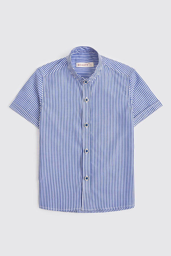 Striped Print Blue Casual Shirt