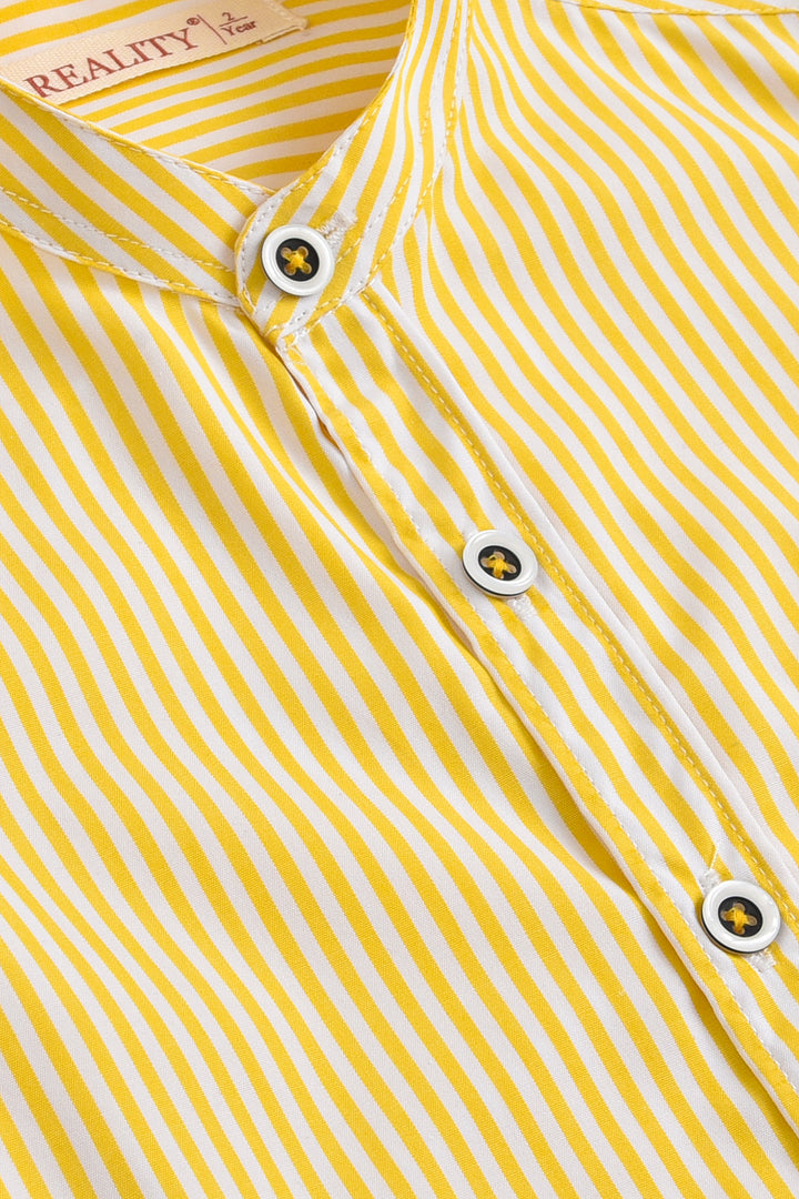 Striped Print Casual Shirt Yellow Reality
