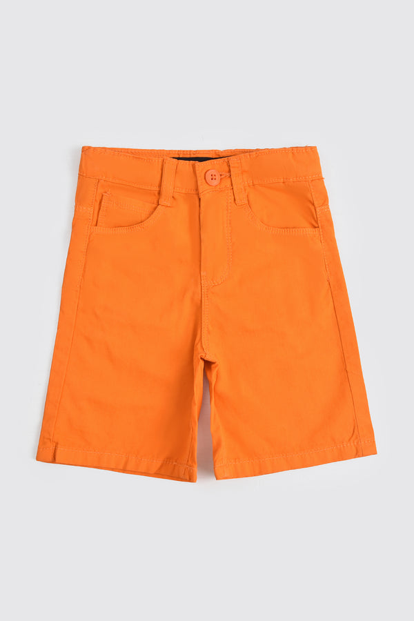 Solid Orange Cotton Shorts