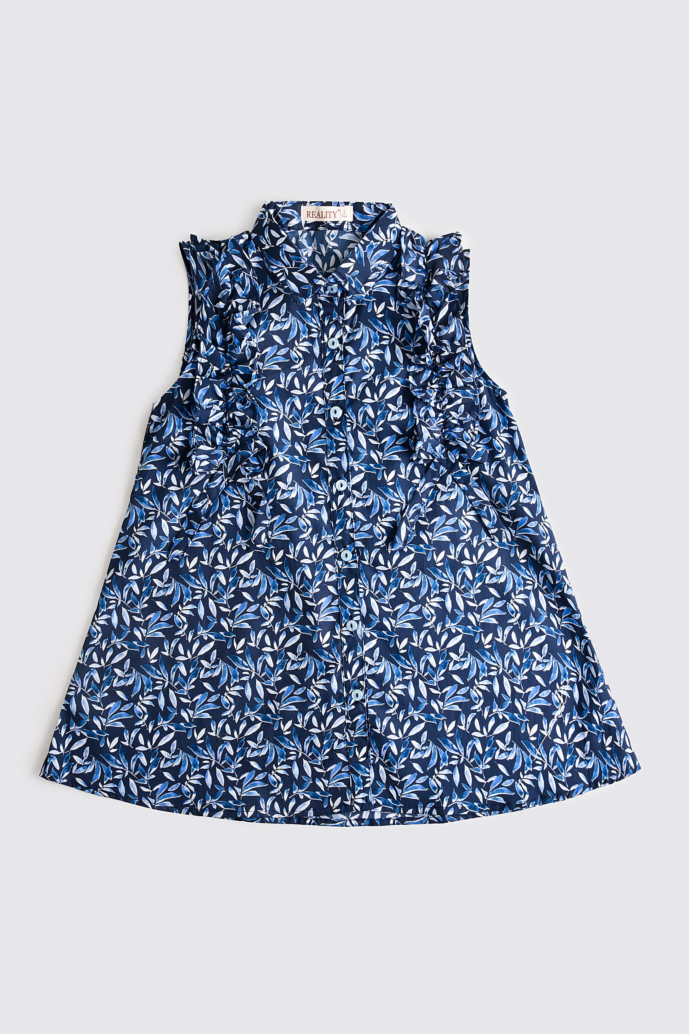 Navy Sleeveless Printed Top Reality