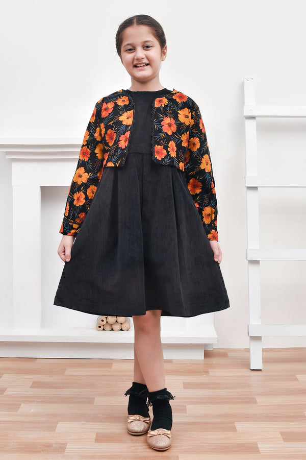 Floral Bolero Corduroy Frock