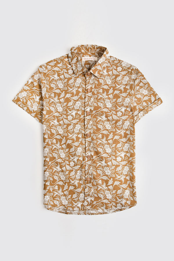 Cozy Brown Printed Shirt Reality