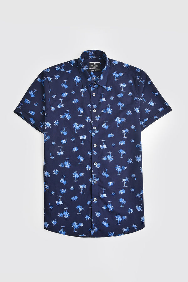 Tropical Navy Printed Shirt