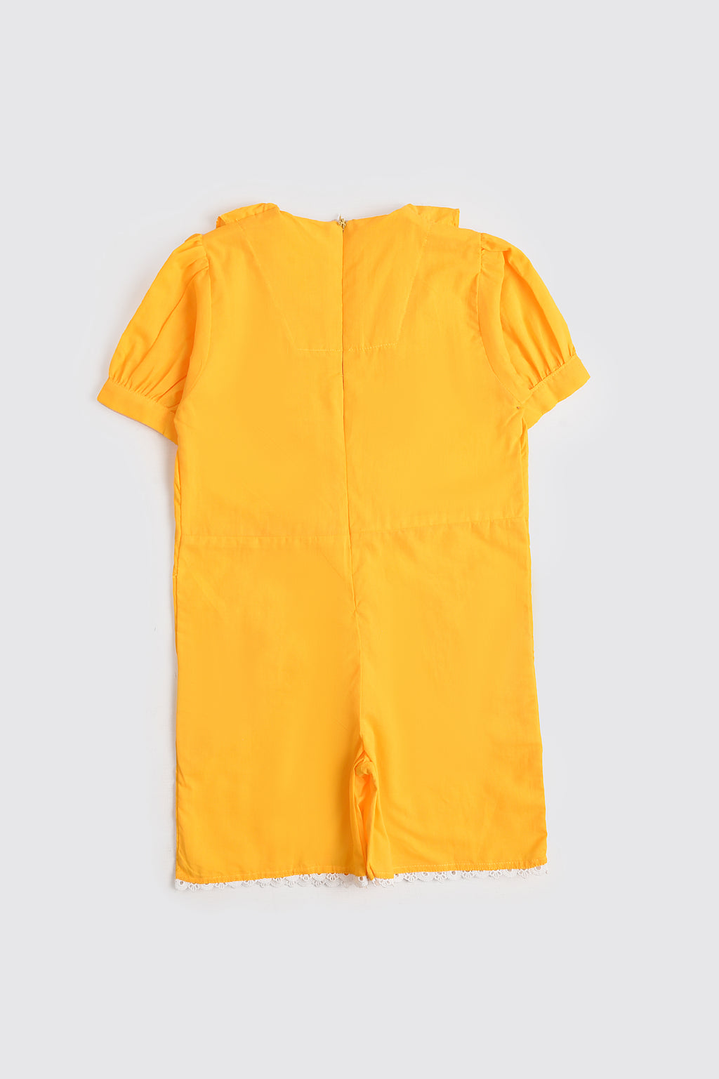 Yellow Ruffled Cotton Jumpsuit Reality