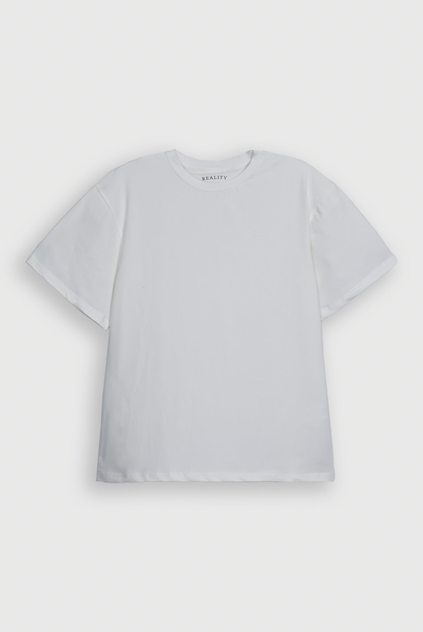 WHITE INTERLOCK DOWN SHOULDER TEE Reality