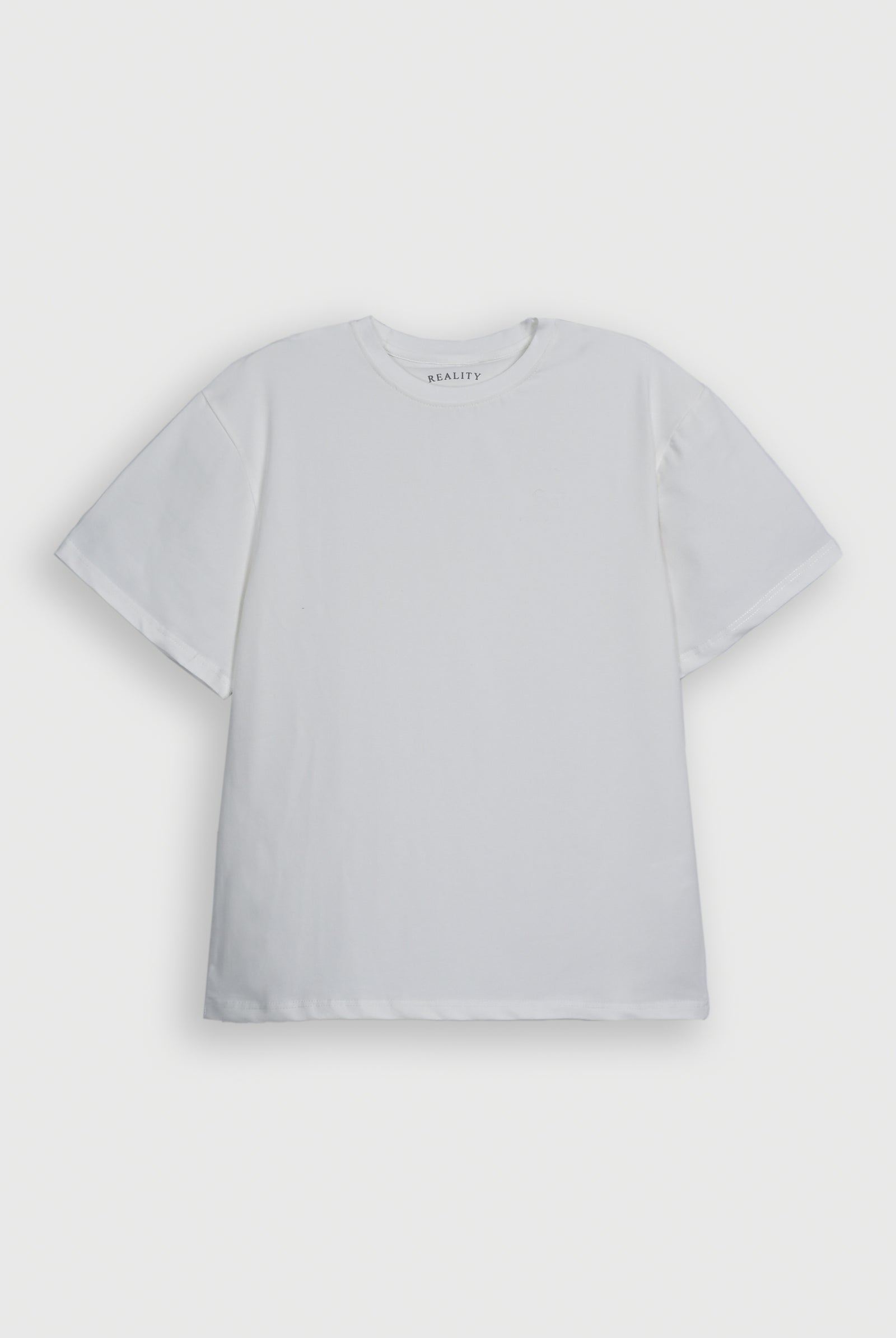 WHITE INTERLOCK DOWN SHOULDER TEE Reality
