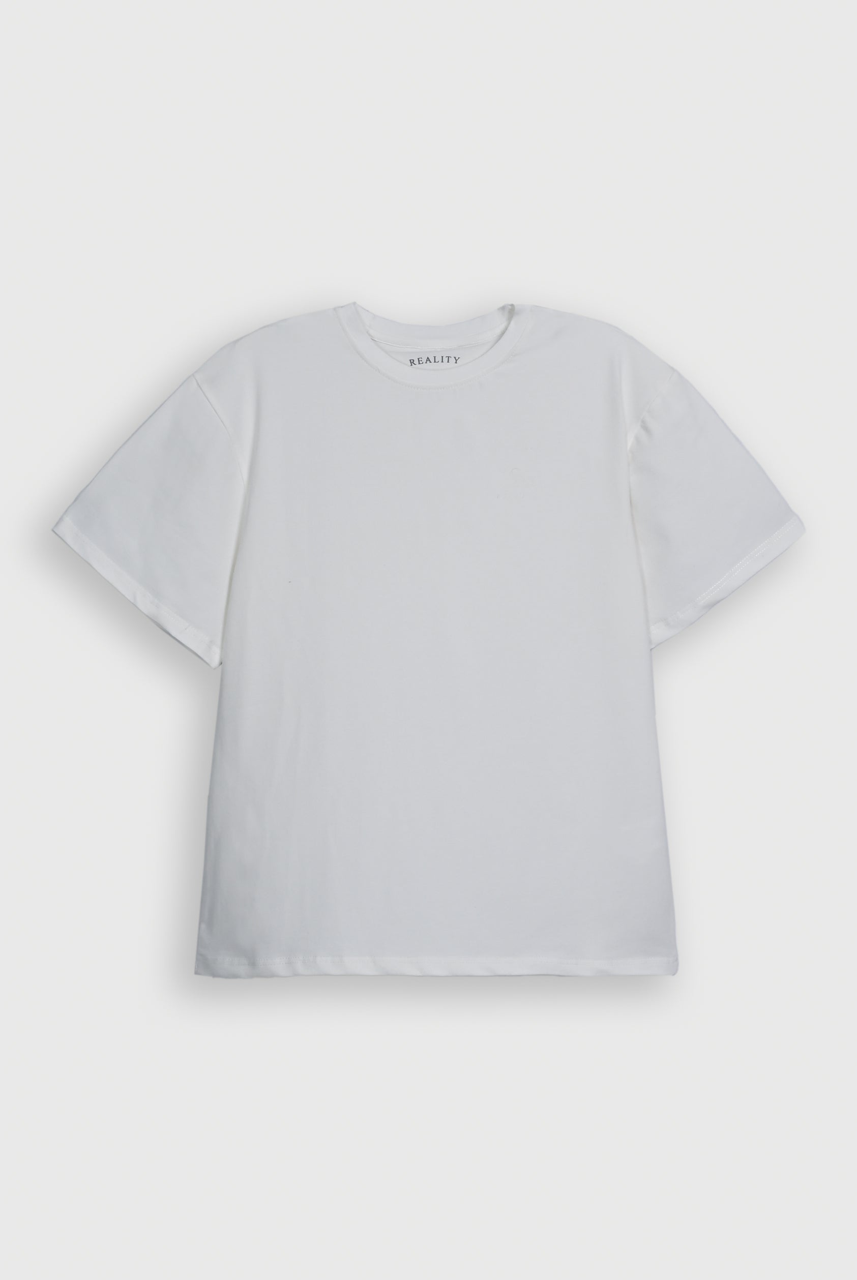 WHITE INTERLOCK DOWN SHOULDER TEE Reality