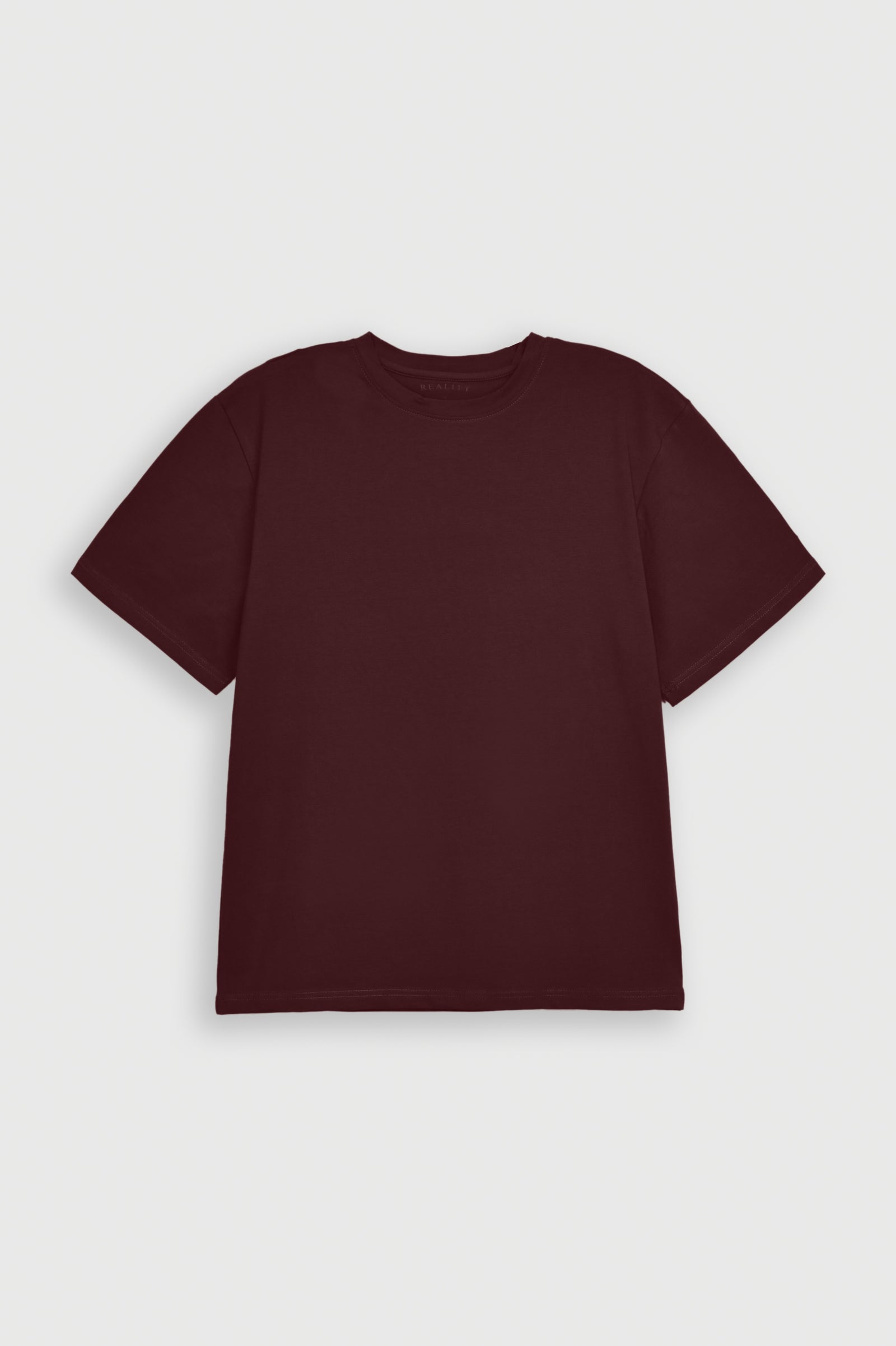 MEHROON INTERLOCK DOWN SHOULDER TEE Reality