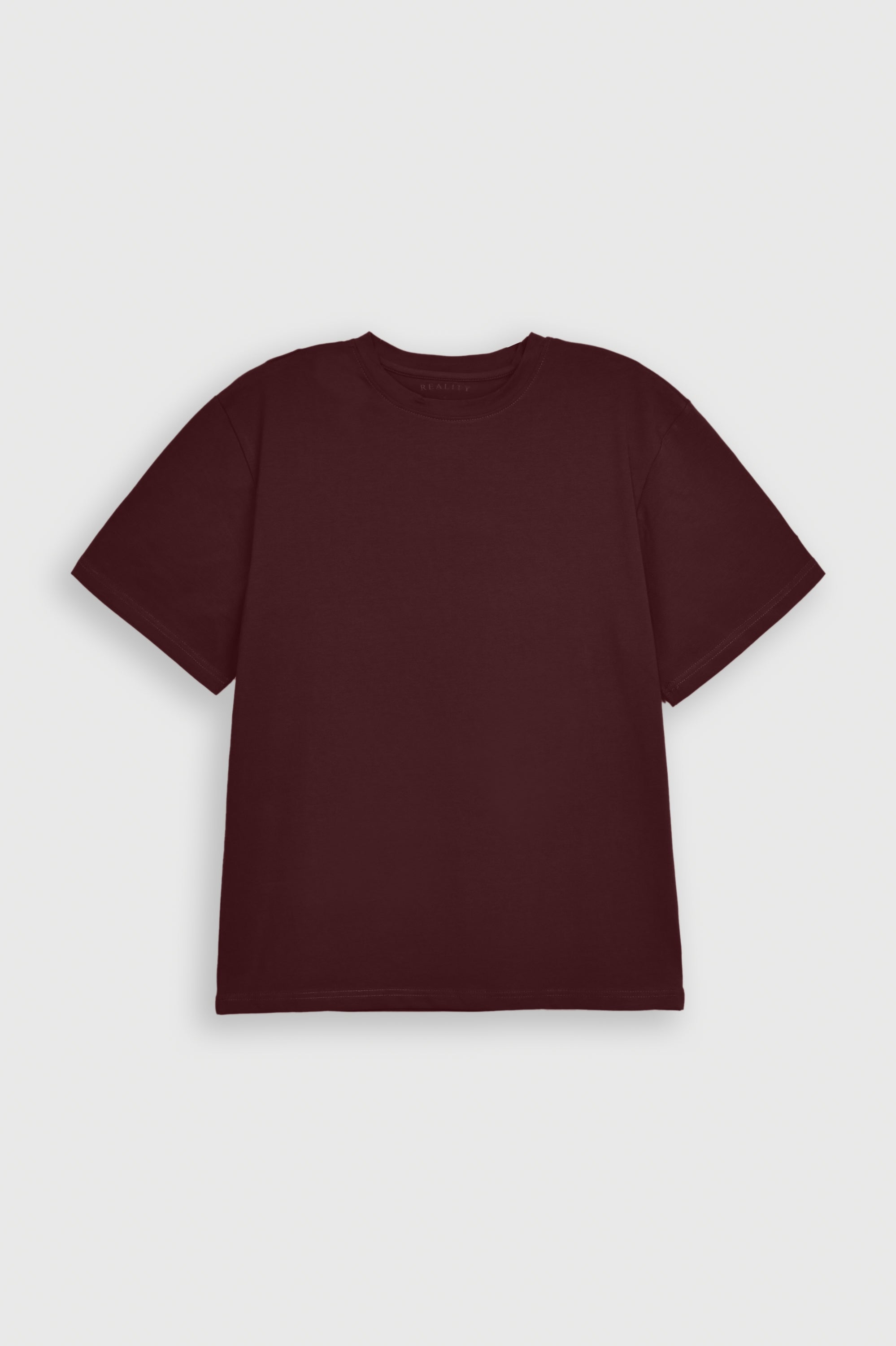 MEHROON INTERLOCK DOWN SHOULDER TEE Reality