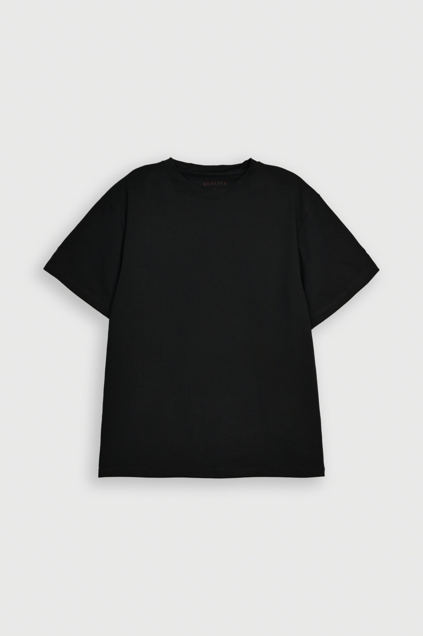 BLACK INTERLOCK DOWN SHOULDER TEE Reality