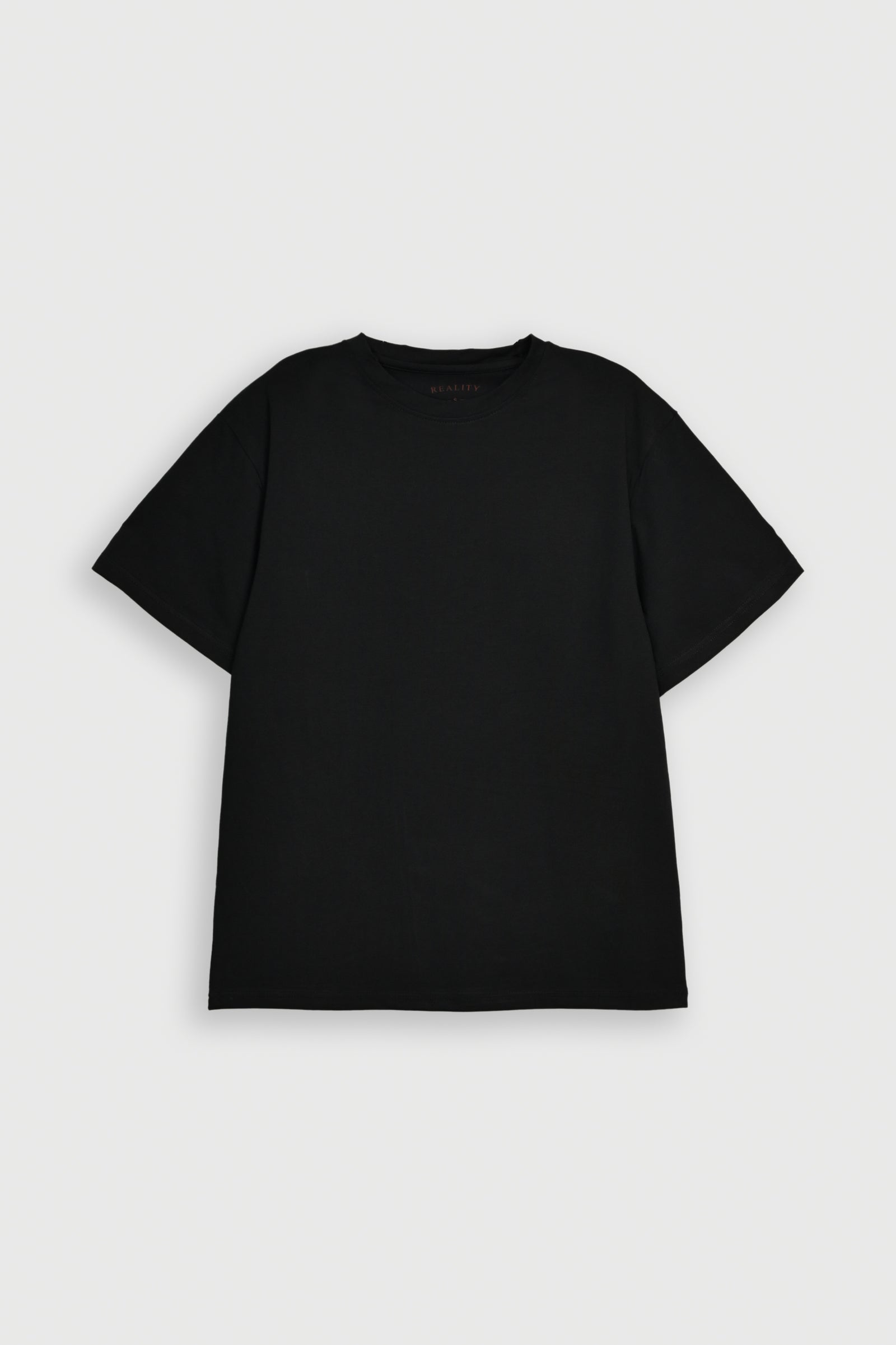 BLACK INTERLOCK DOWN SHOULDER TEE Reality