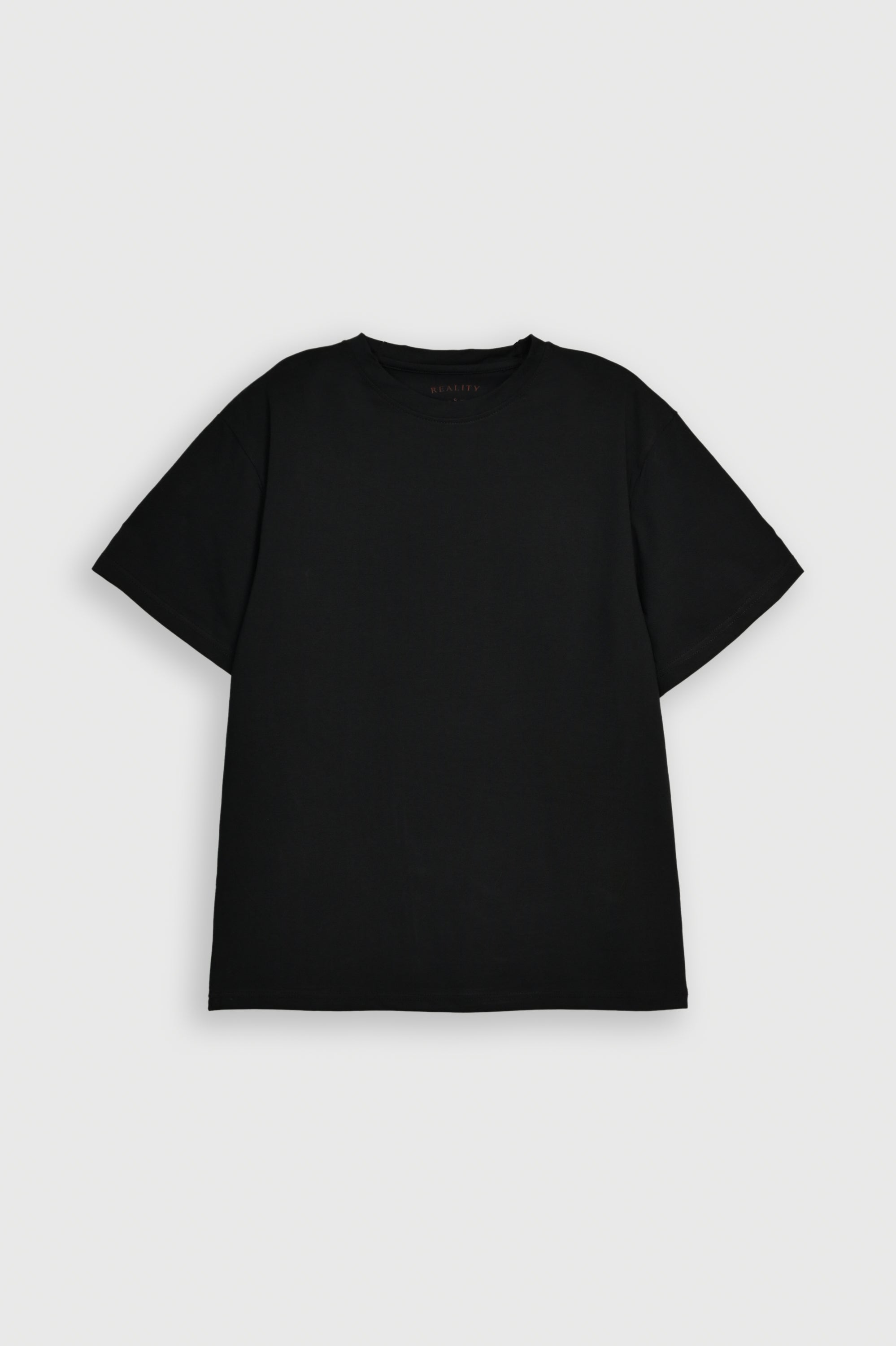BLACK INTERLOCK DOWN SHOULDER TEE Reality