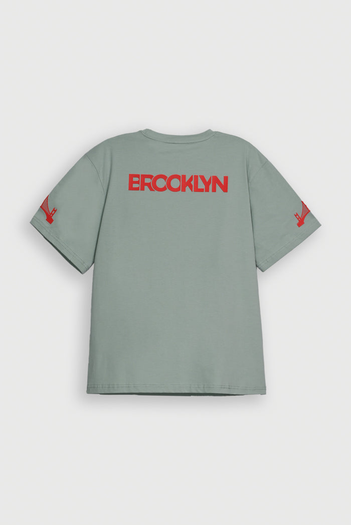 LIGHT GREEN LYCRA JERSEY BROOKLYN GRAPHIC TEE Reality
