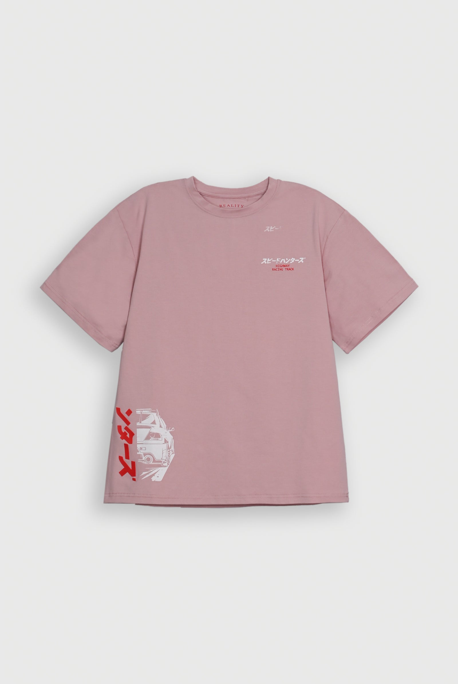 PINK LYCRA JERSEY MOTO GRAPHIC TEE Reality