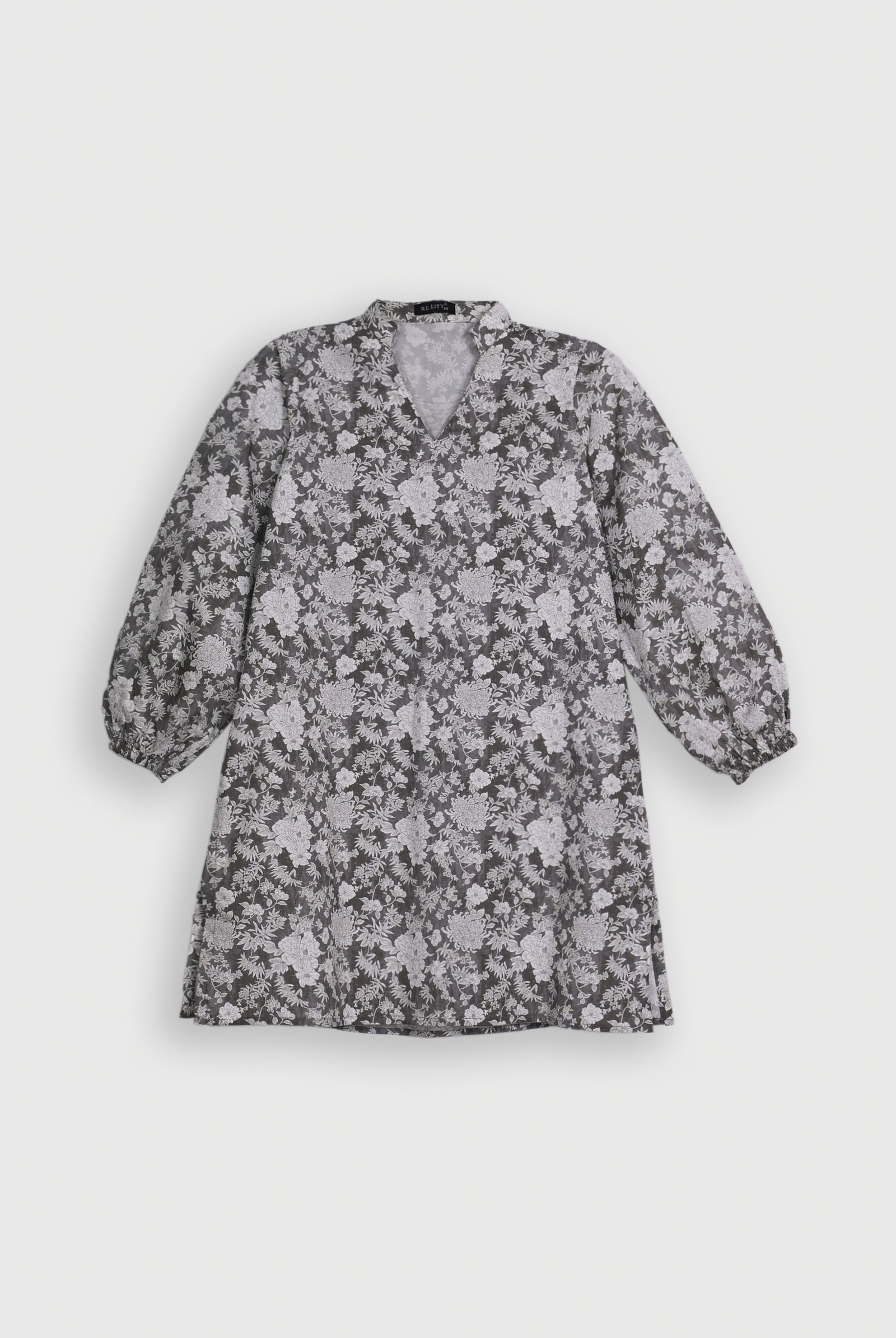 GRAY FLORAL FROCK Reality