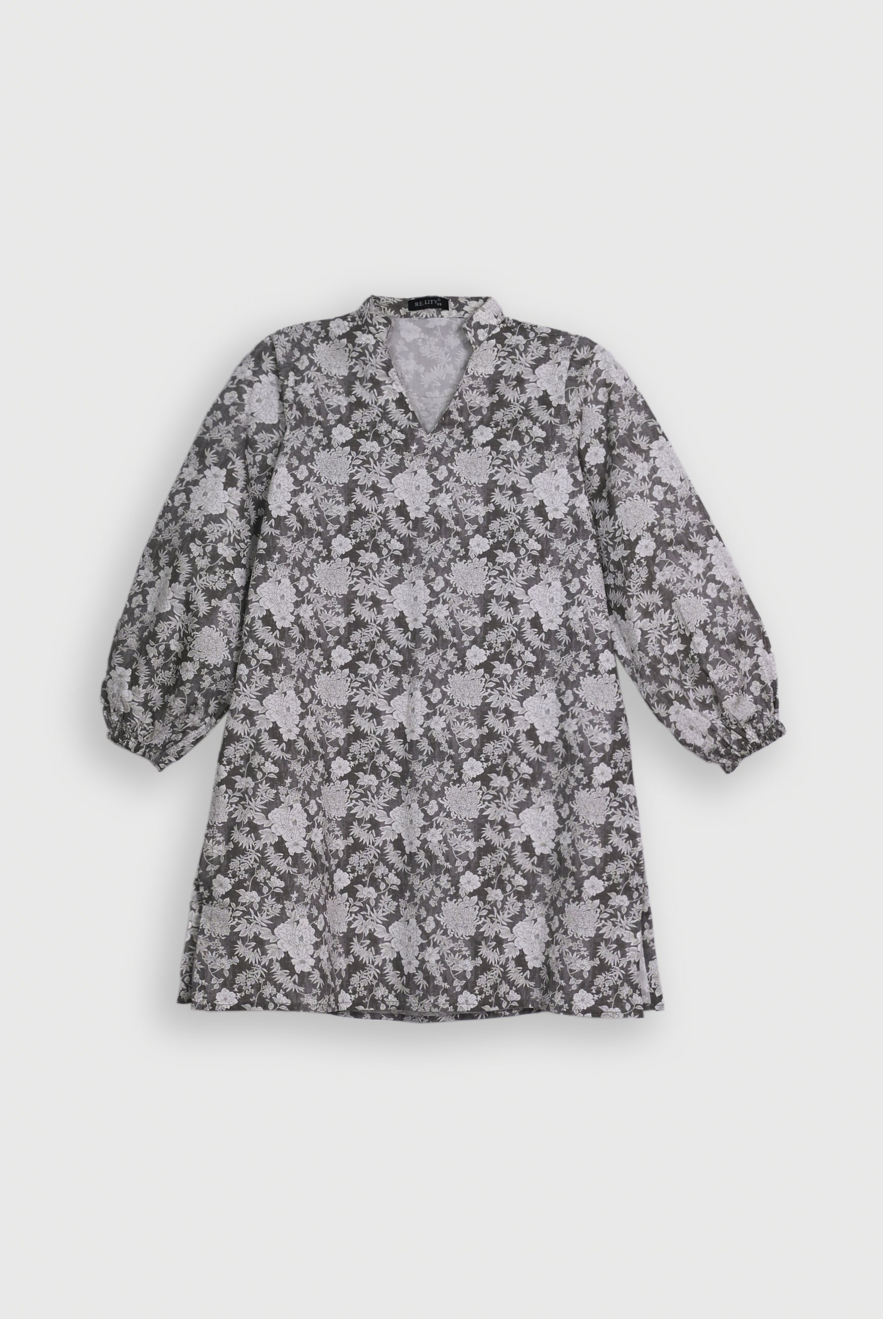 GRAY FLORAL FROCK Reality