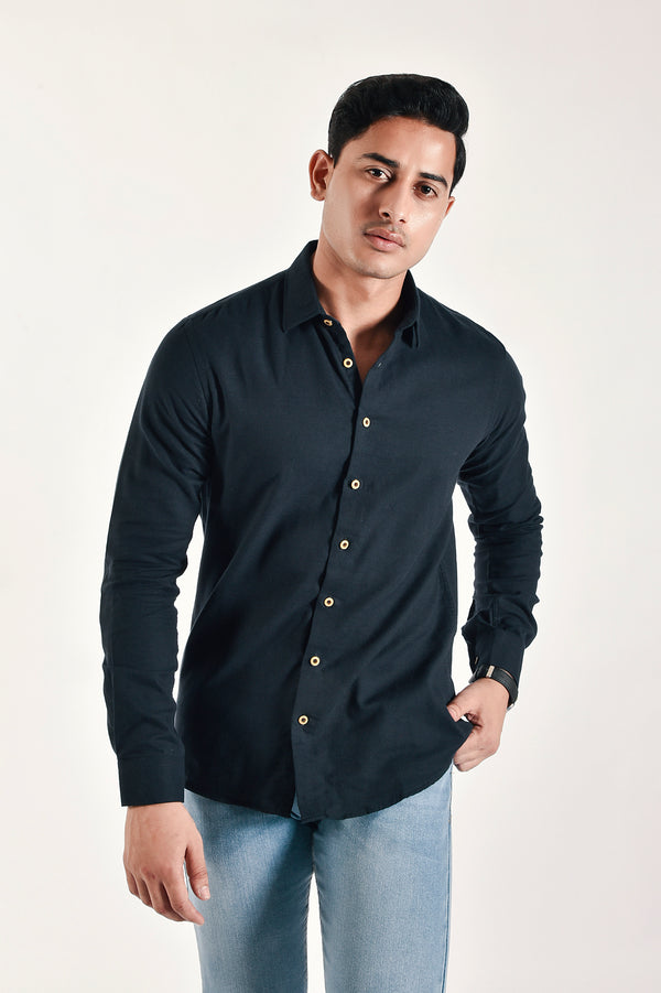 Navy Blue Casual Cotton Shirt