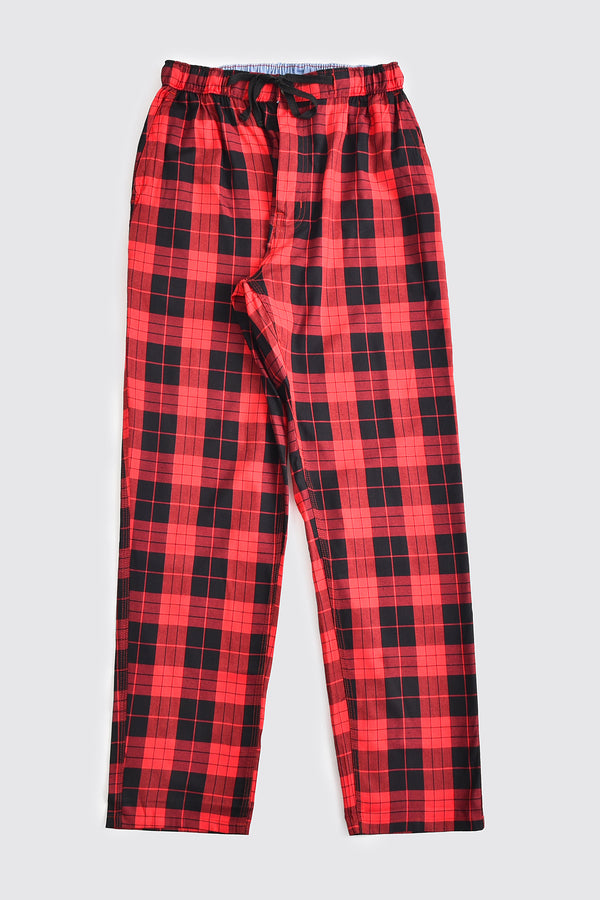 Red Cotton Check Trouser
