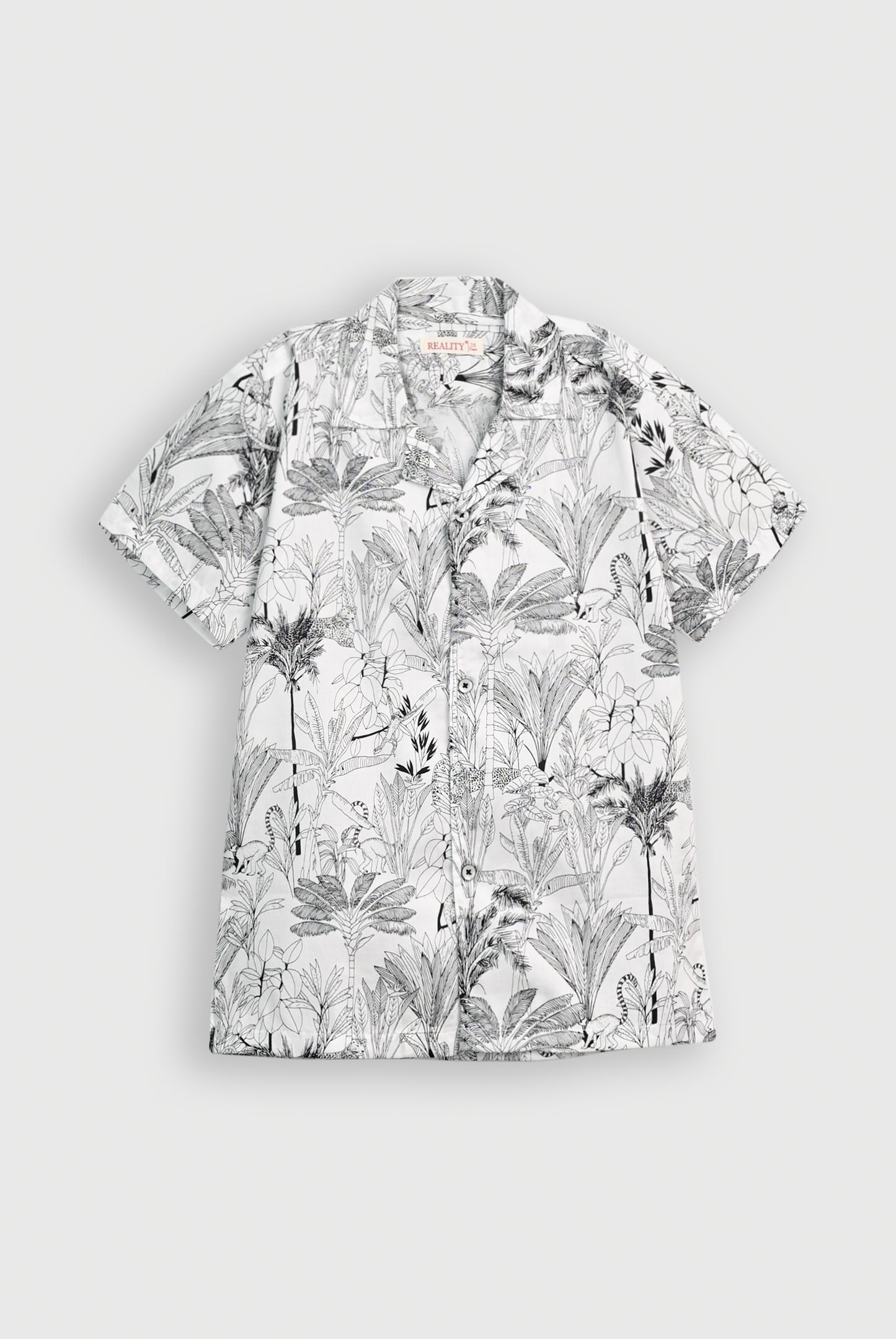 COAT COLLAR WHITE PRINT CASUAL SHIRT Reality