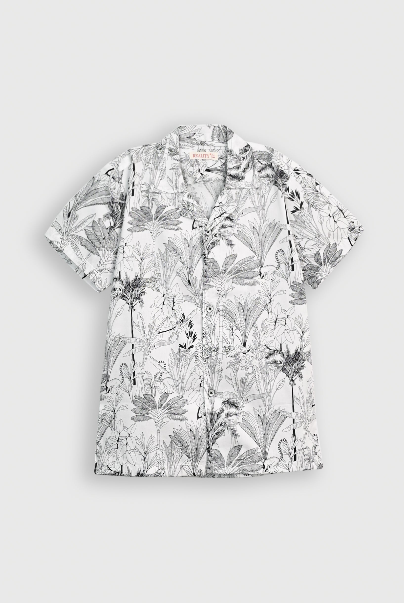 COAT COLLAR WHITE PRINT CASUAL SHIRT Reality