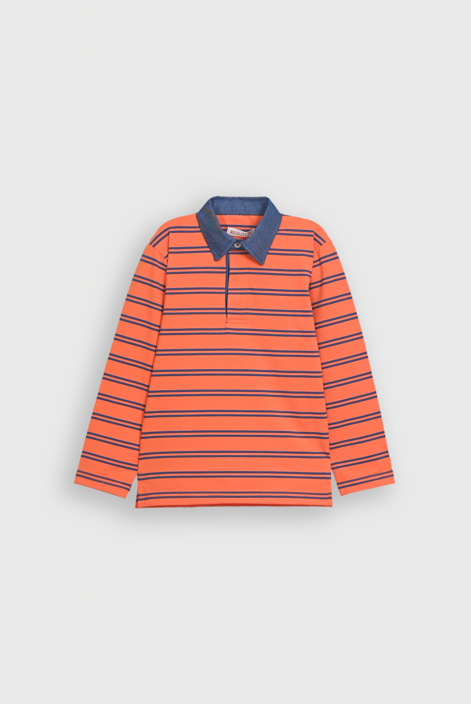 DENIM COLLAR ORANGE POLO Reality