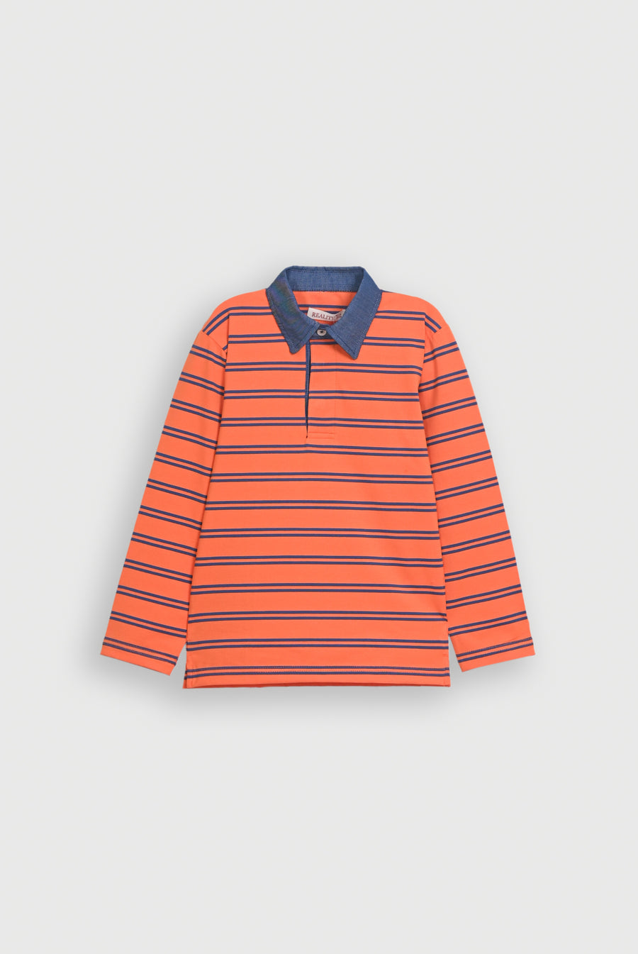 DENIM COLLAR ORANGE POLO Reality