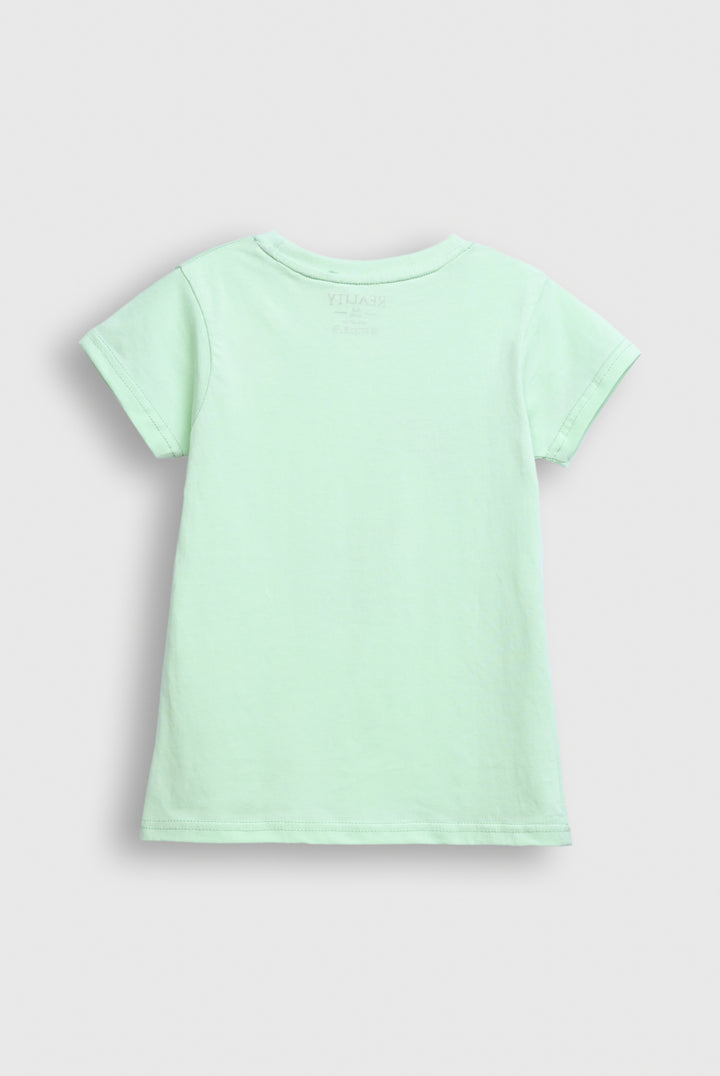 Girls' Mint Green Minnie Mouse Graphic T-Shirt – "Minnie Girl" Print Reality
