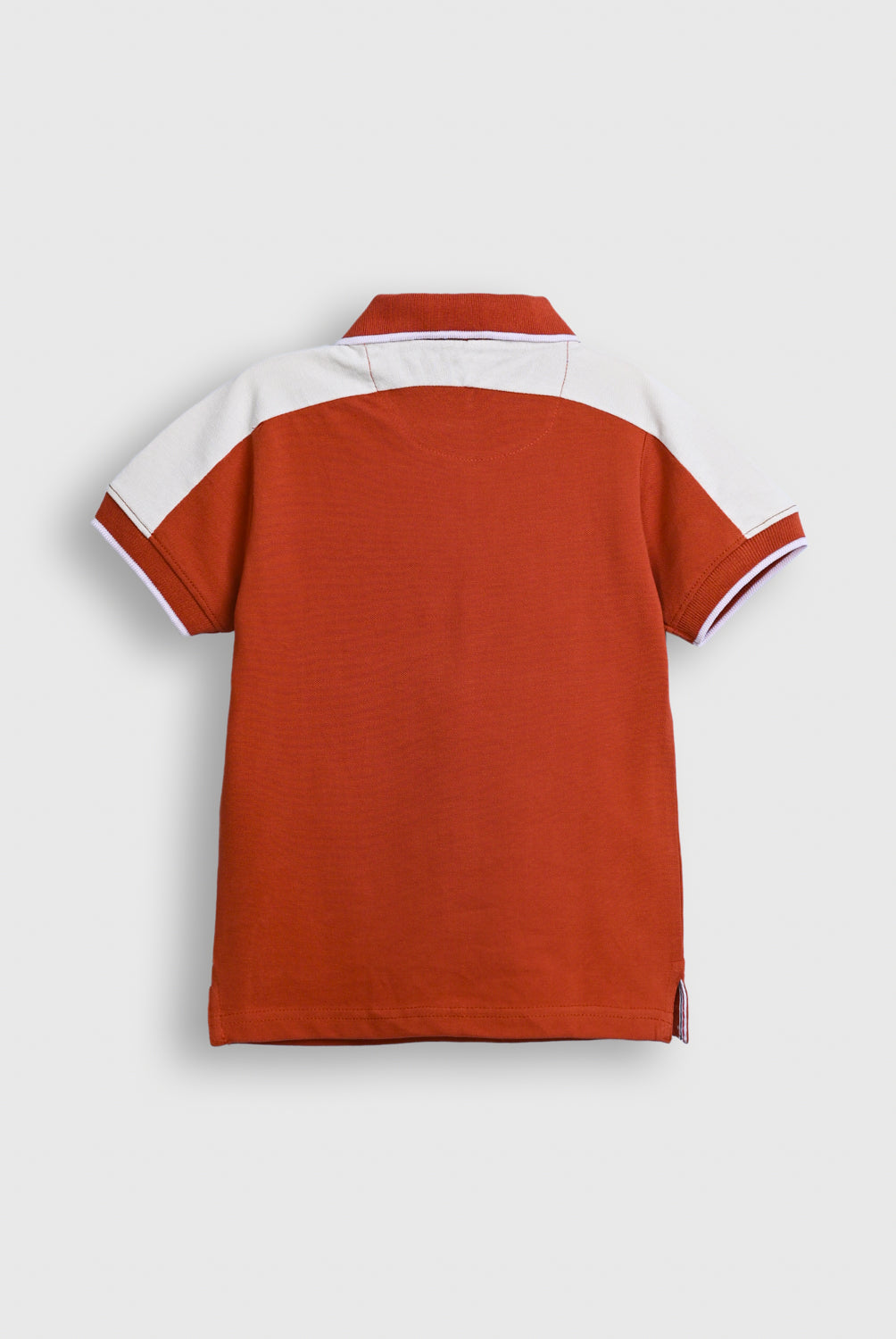 Boy Rust Polo Shirt with White Shoulder Panels Reality
