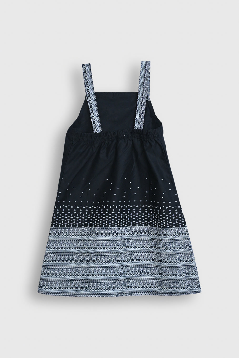 Navy Blue Sleeveless Dress with Printed Straps Reality