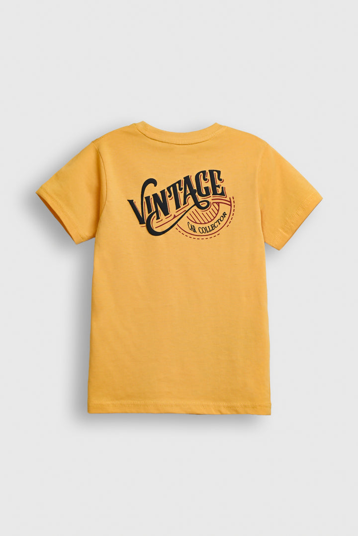 Boys Yellow Vintage Cars Graphic T-Shirt – Soft Cotton Reality