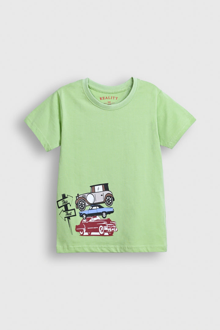 Boys Green Vintage Cars Graphic T-Shirt – Soft Cotton Reality