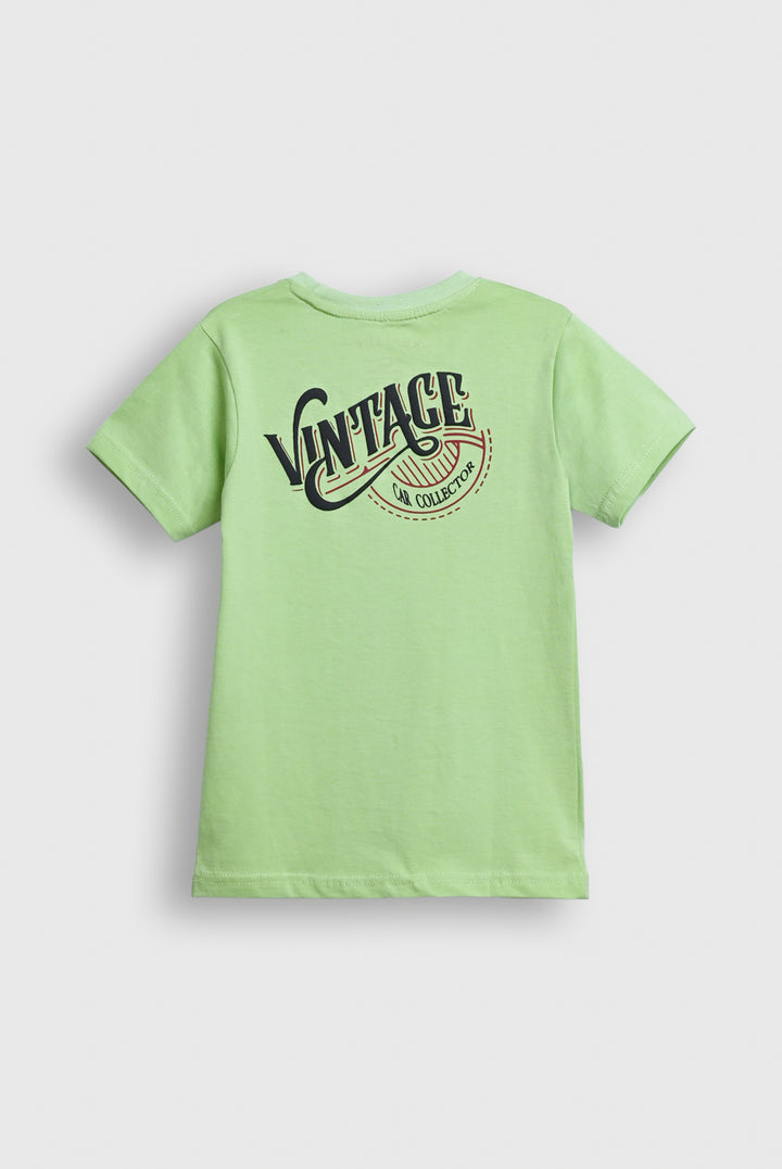 Boys Green Vintage Cars Graphic T-Shirt – Soft Cotton Reality