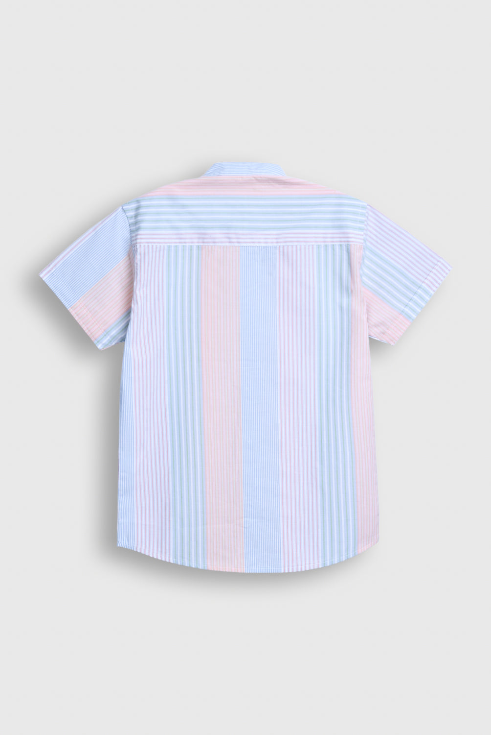 Boys Multicolor Vertical Stripe Mandarin Collar Shirt Reality