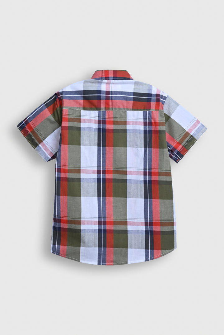 Boys Multicolor Checkered Button-Down Shirt – Short Sleeve Reality