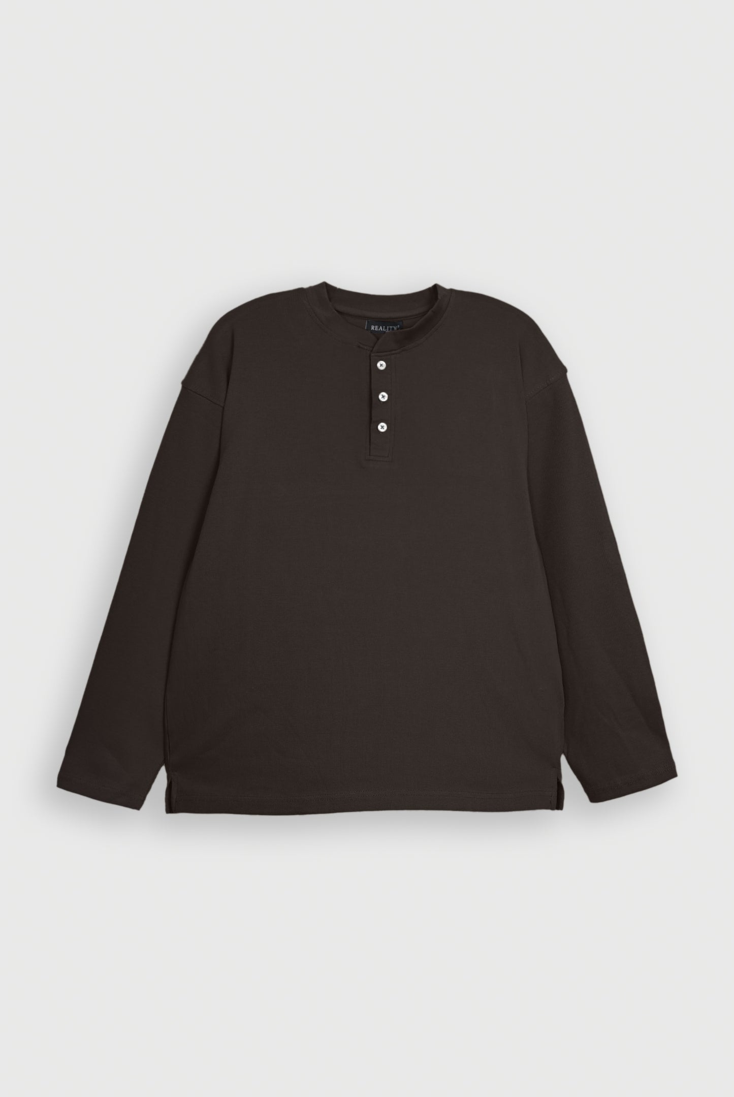 HENLEY NECK CHARCOAL TEE