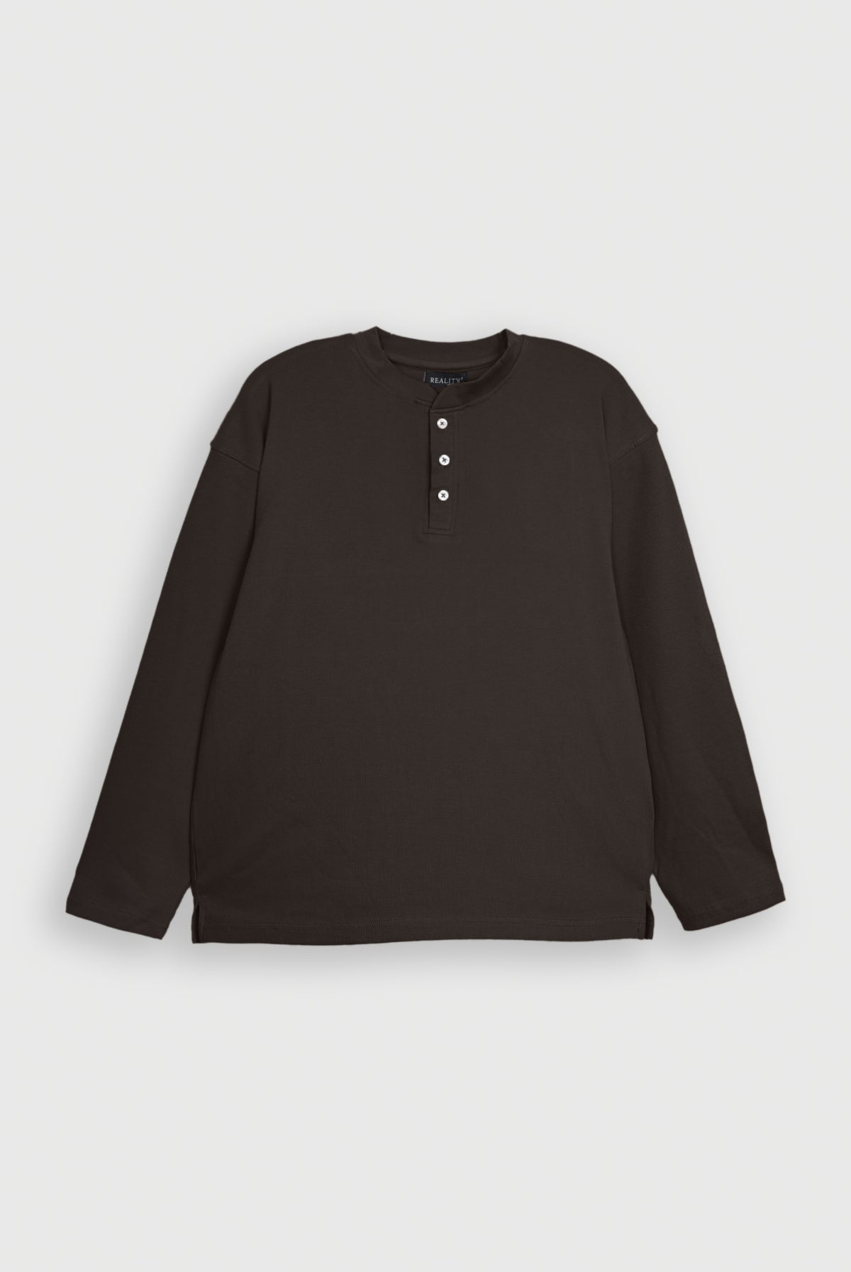 HENLEY NECK CHARCOAL TEE