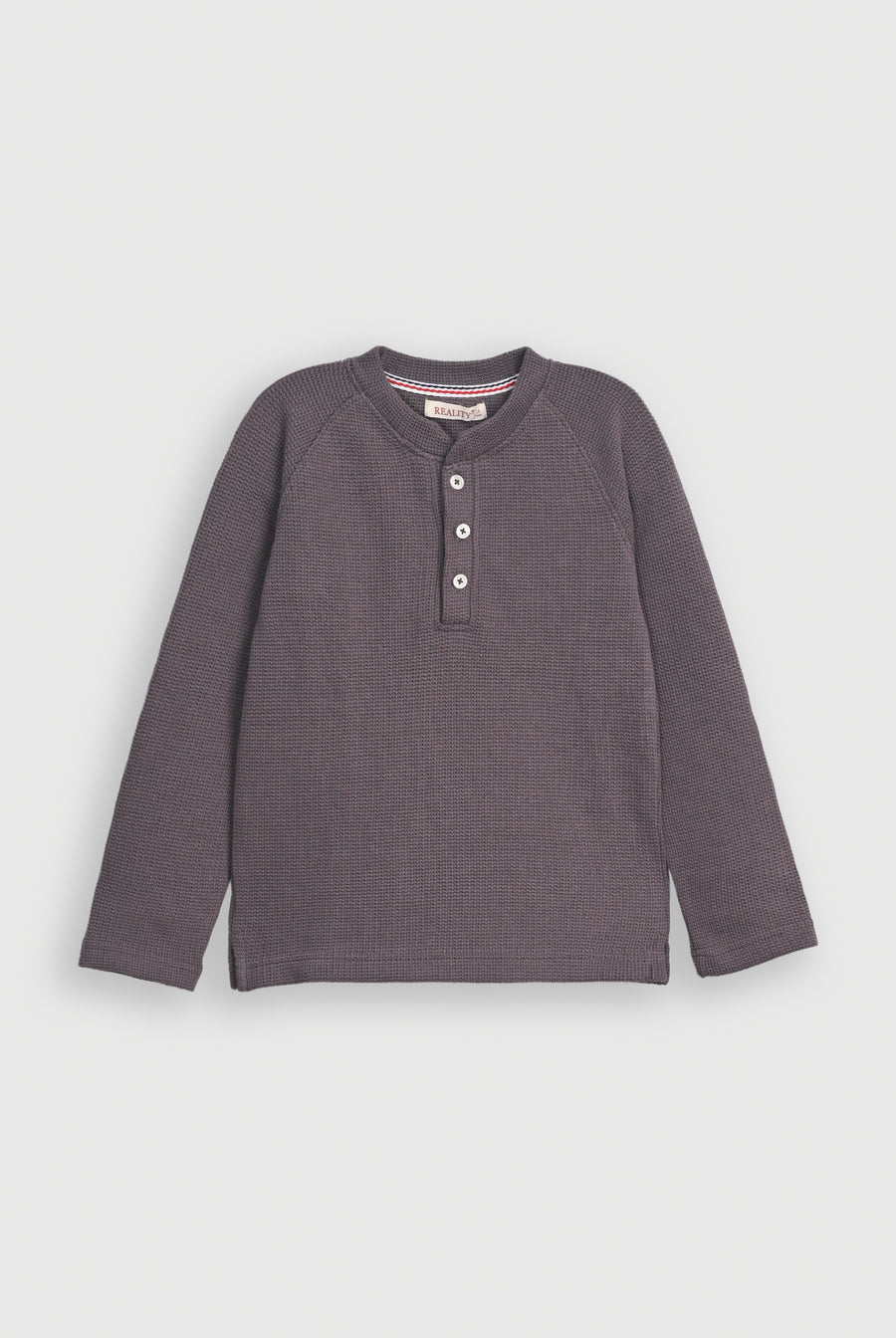 Henley Neck Waffle Tee - Charcoal Reality