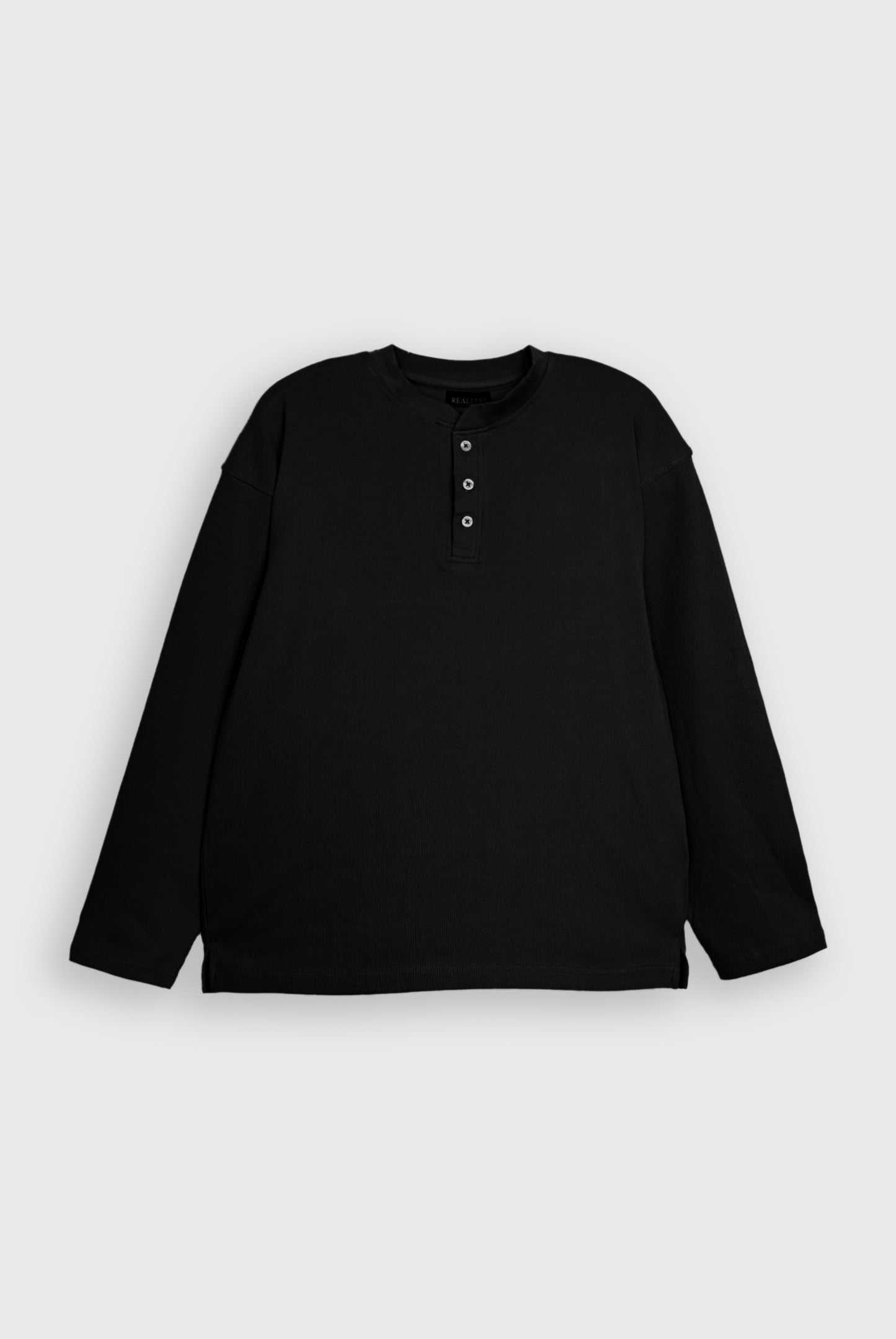 HENLEY NECK black TEE