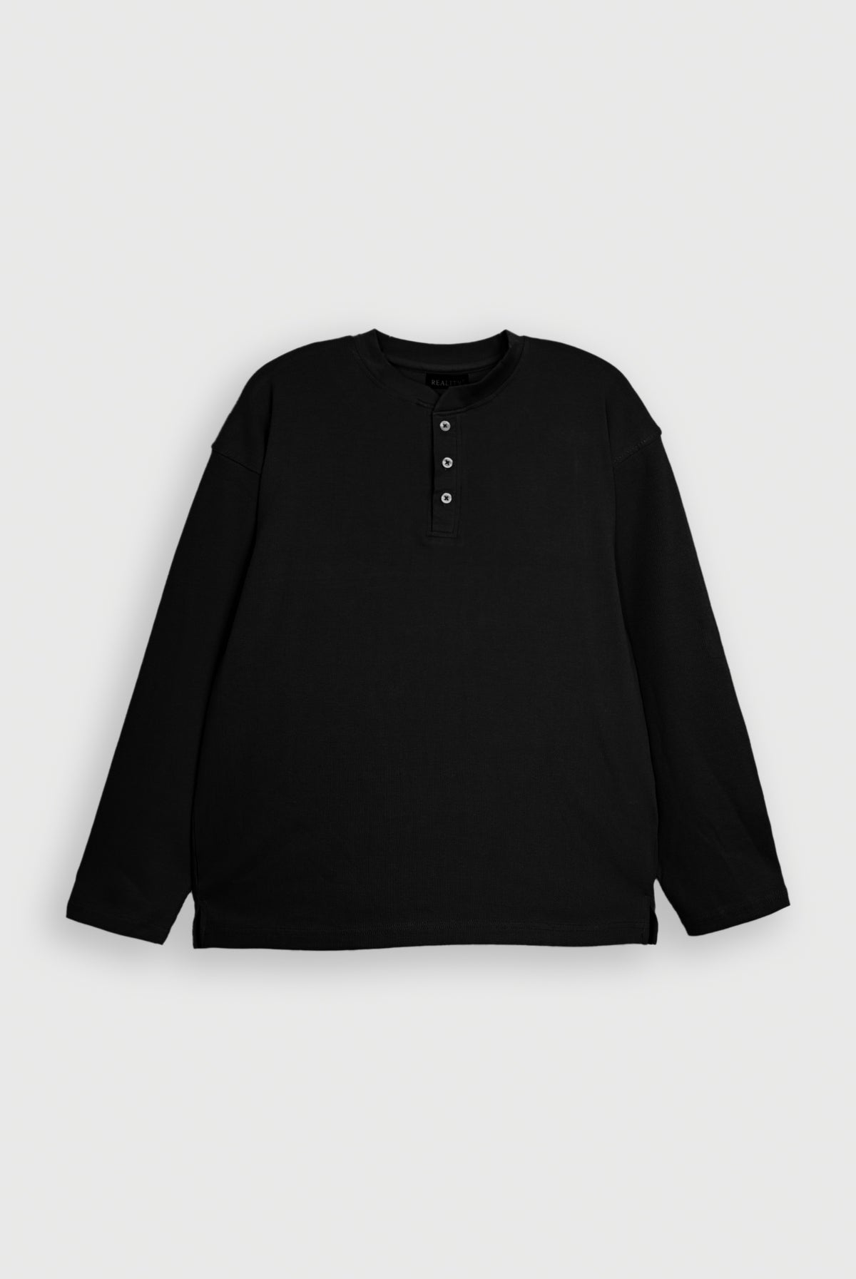 HENLEY NECK black TEE