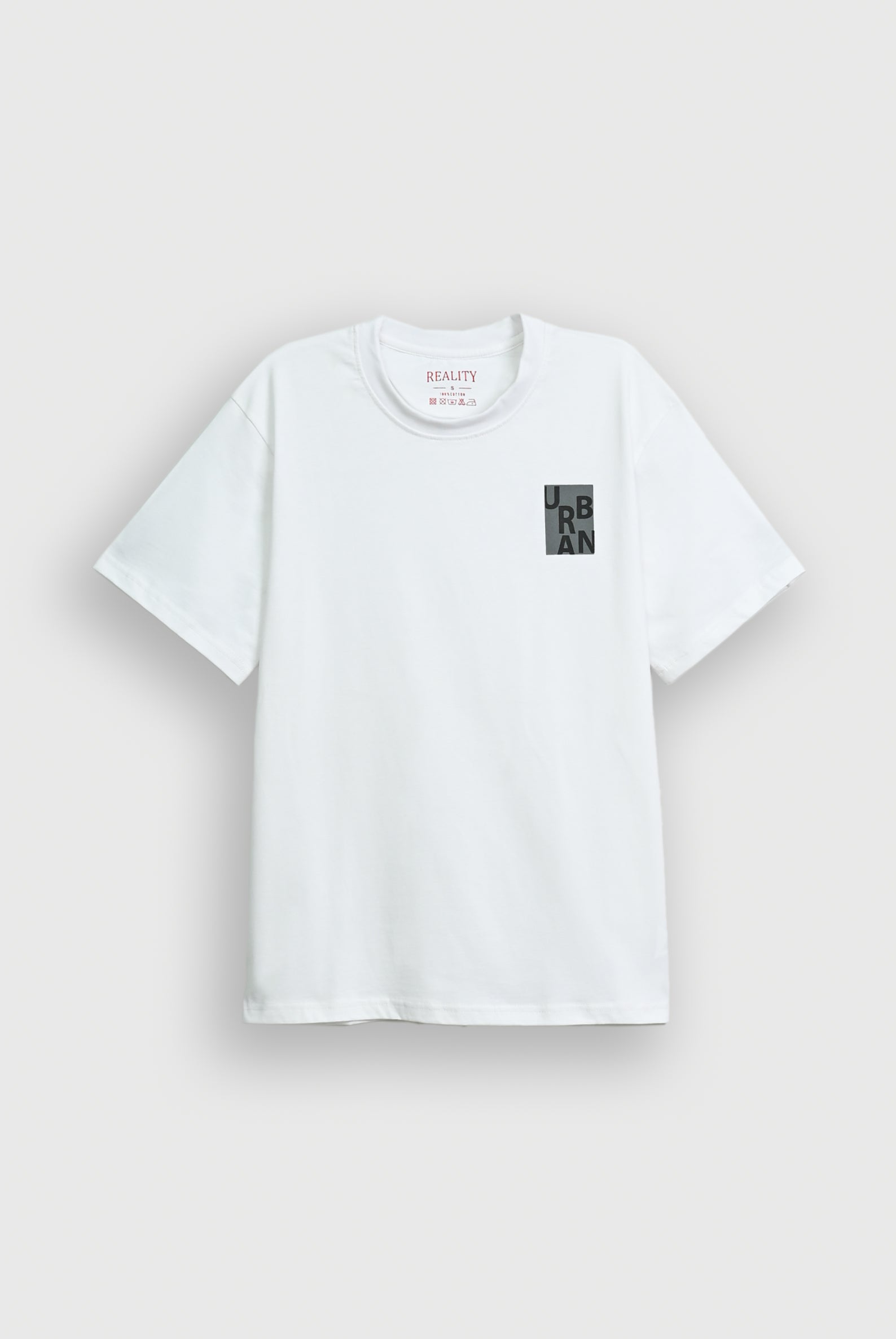 MEN WHITE DOWN SHOULDER T-SHIRT Reality